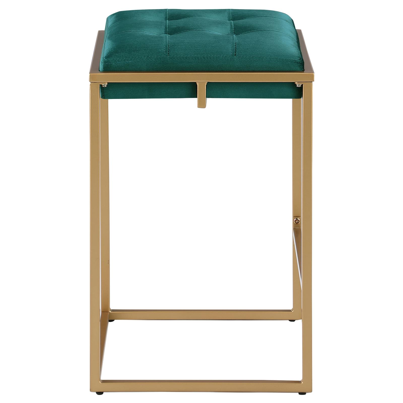 Nadia Square Padded Velvet Seat Backless Counter Stool with Metal Base