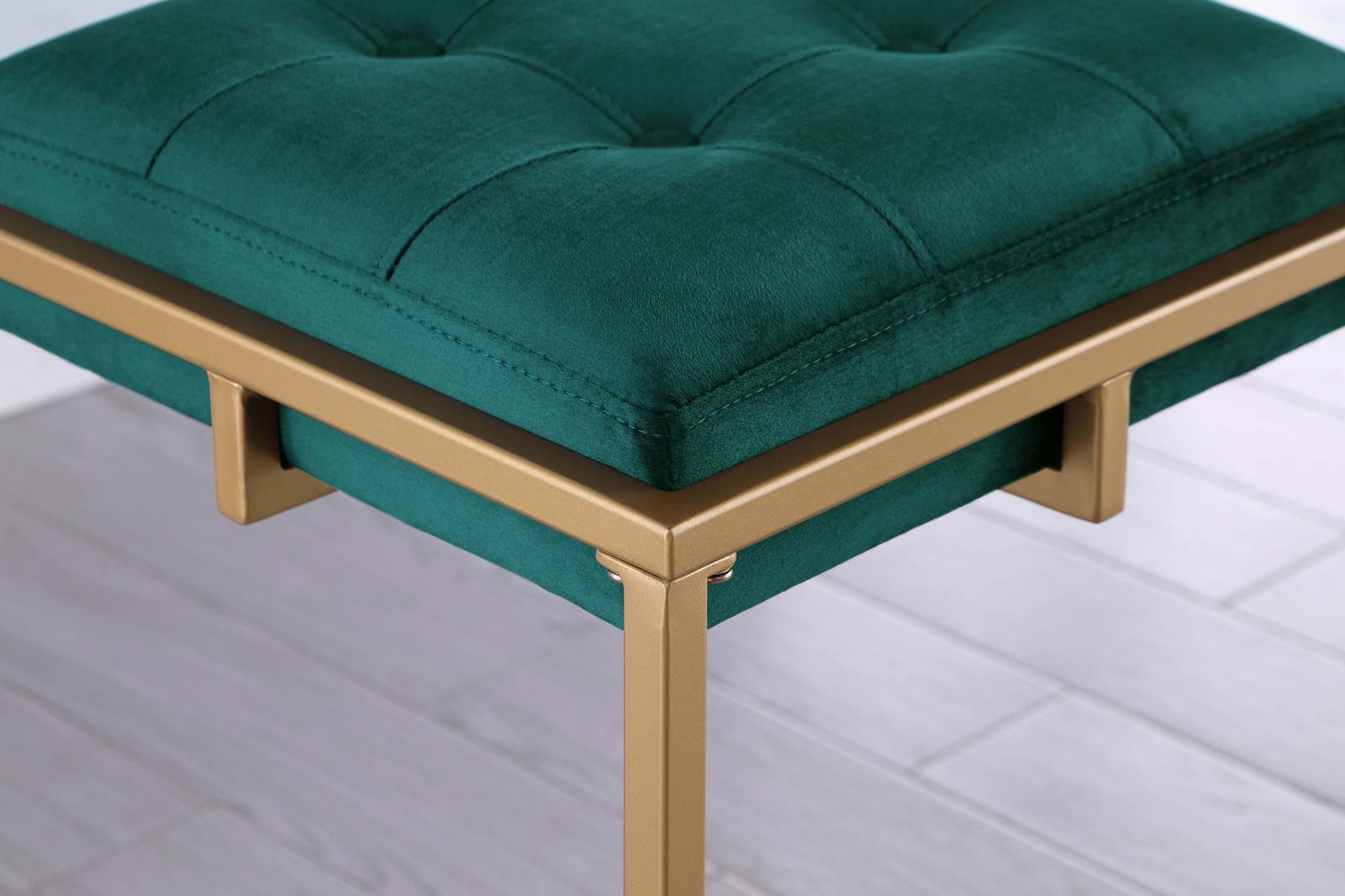 Nadia Square Padded Velvet Seat Backless Counter Stool with Metal Base