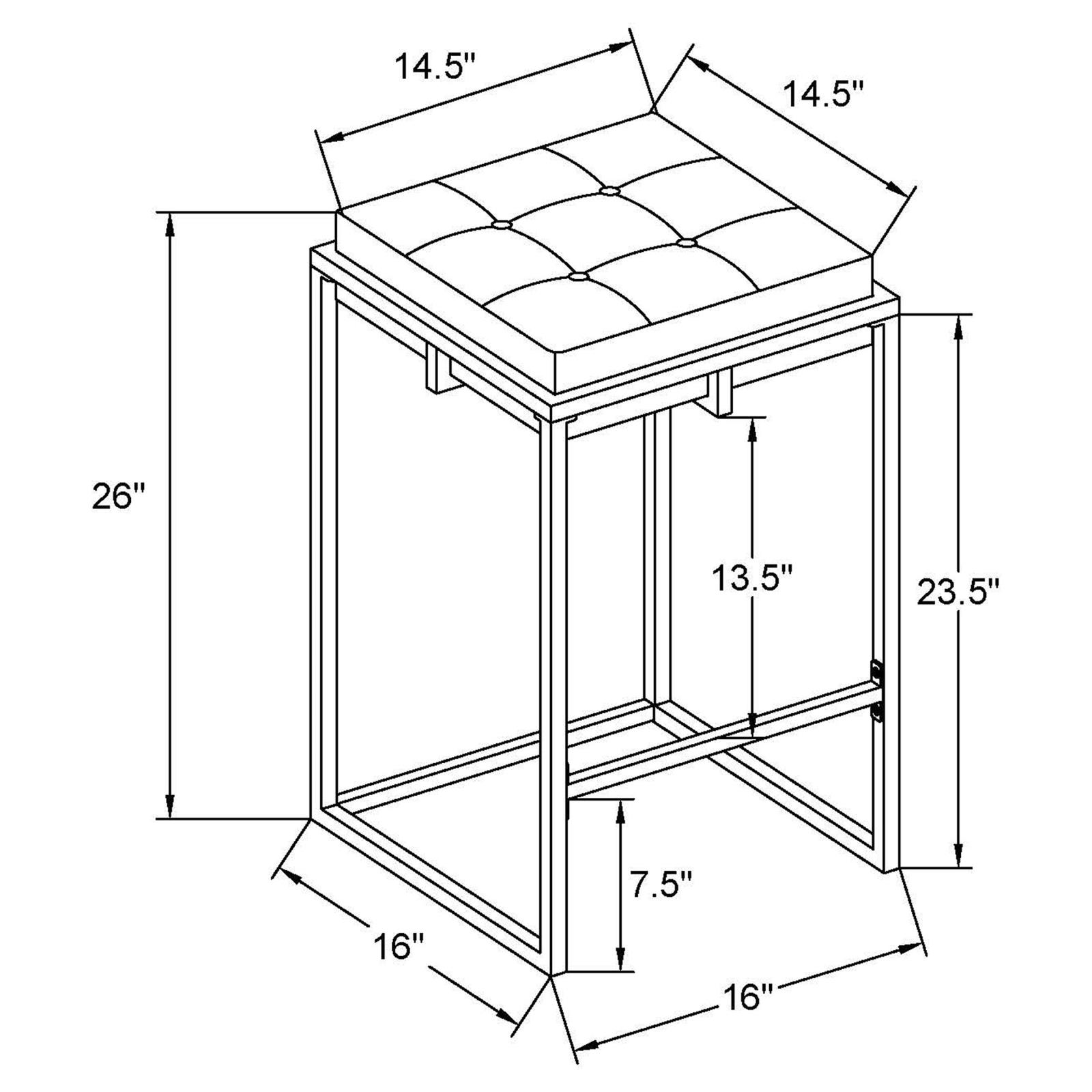 Nadia Square Padded Velvet Seat Backless Counter Stool with Metal Base