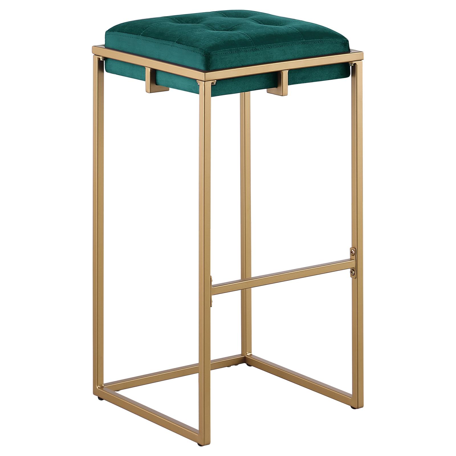 Nadia Square Padded Velvet Seat Backless Bar Stool with Metal Base