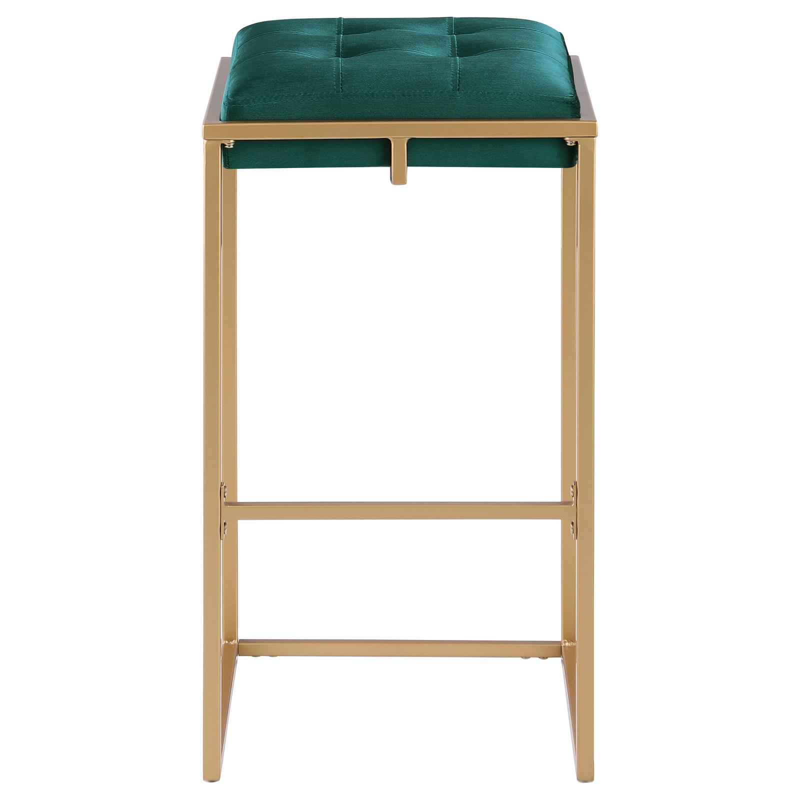 Nadia Square Padded Velvet Seat Backless Bar Stool with Metal Base