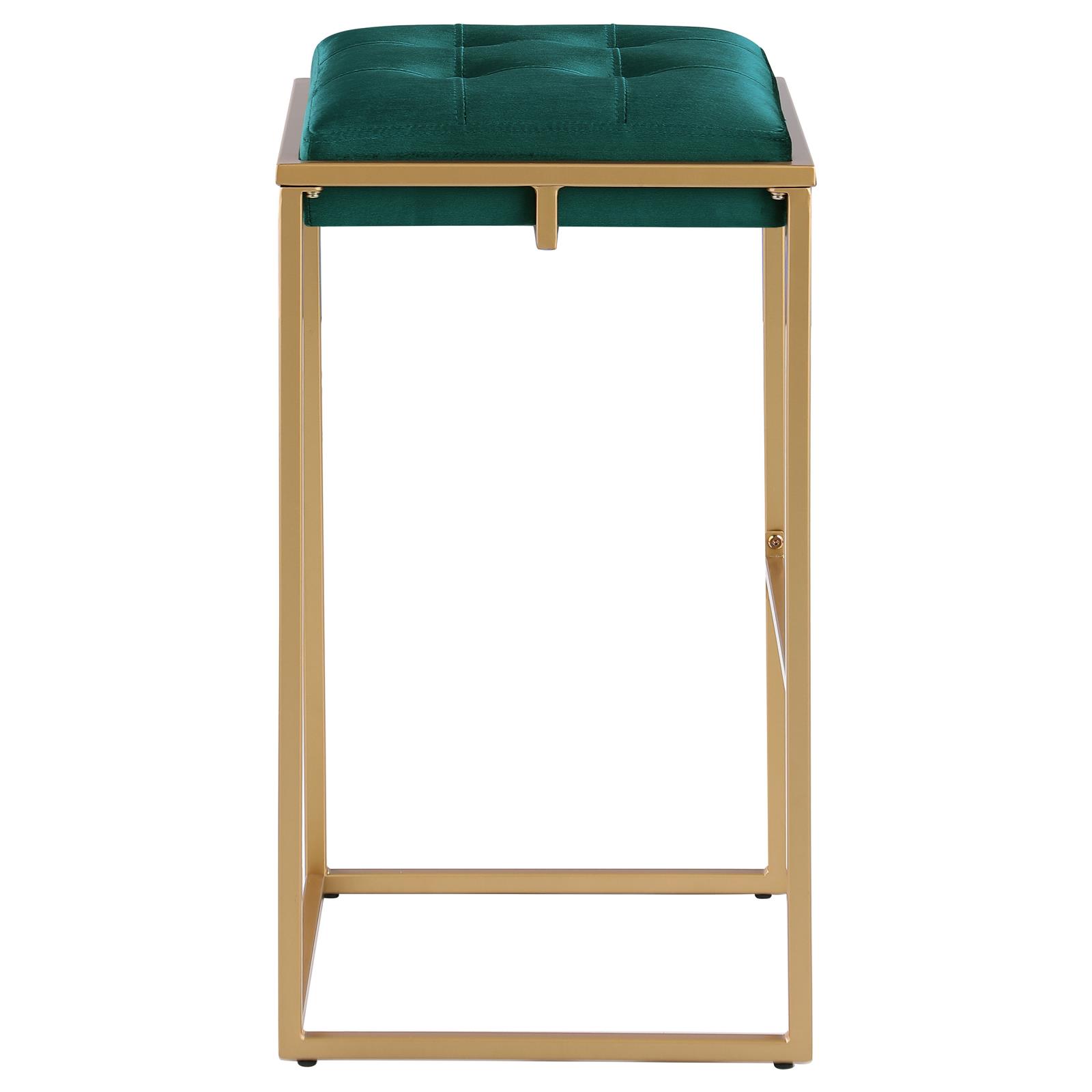 Nadia Square Padded Velvet Seat Backless Bar Stool with Metal Base