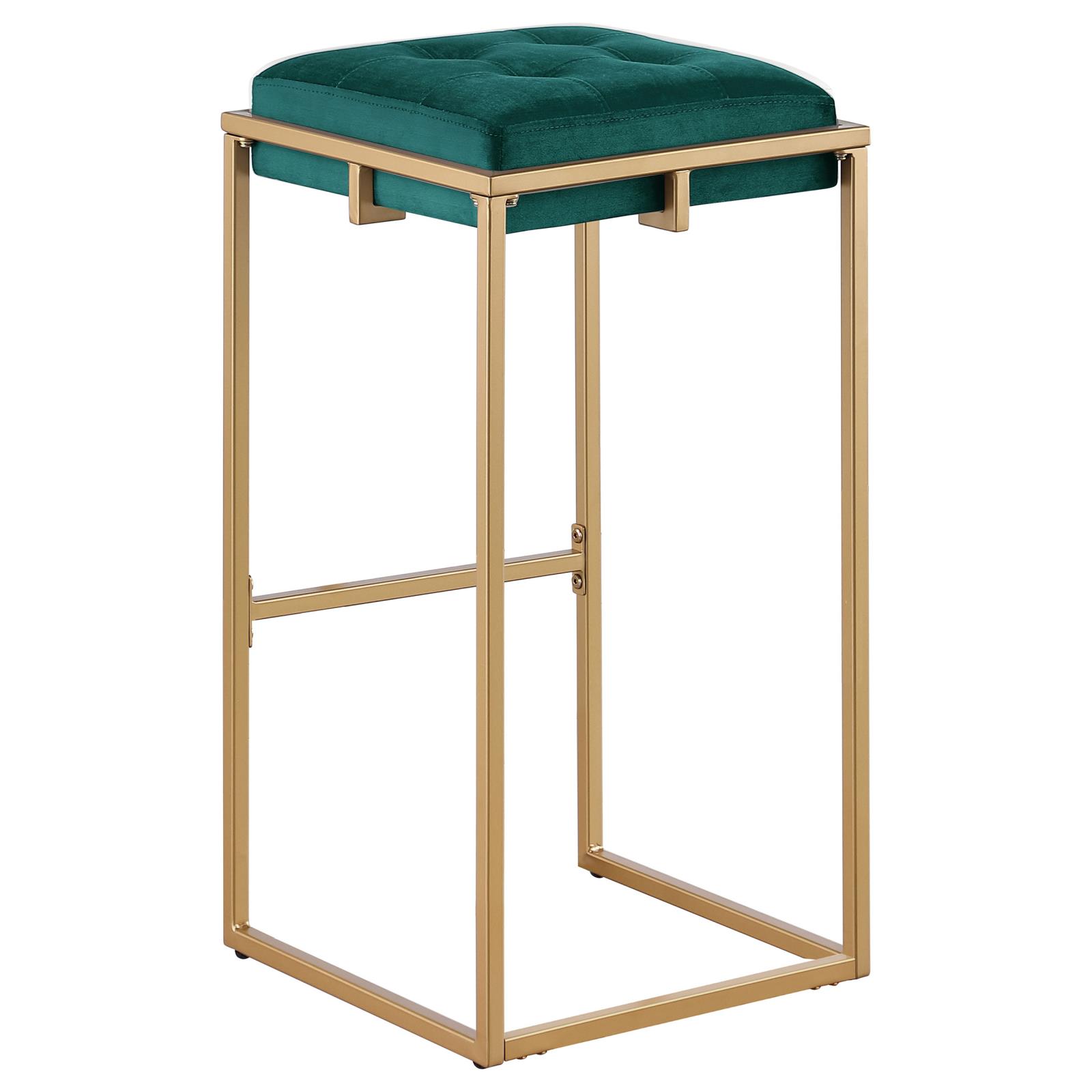 Nadia Square Padded Velvet Seat Backless Bar Stool with Metal Base
