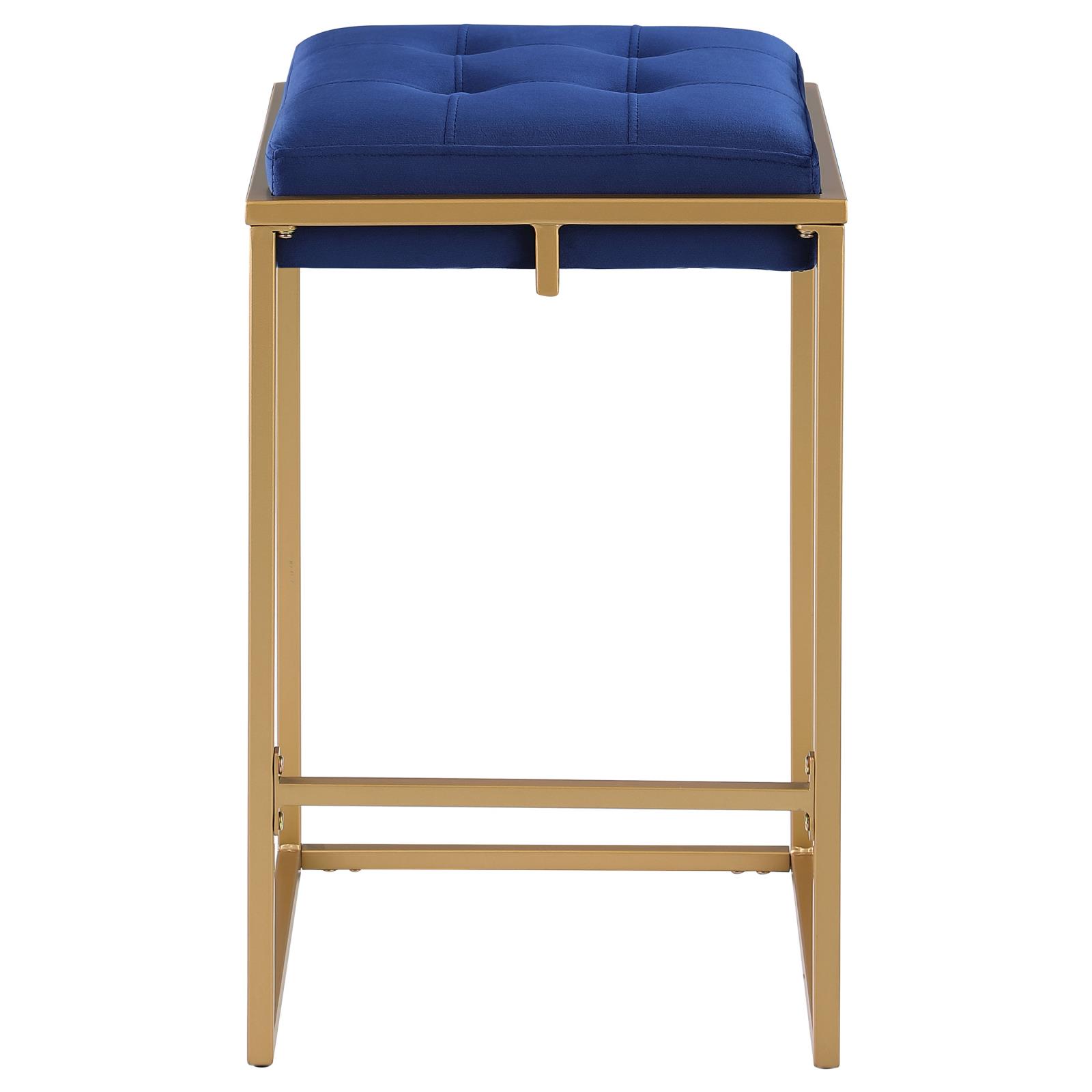 Nadia Square Padded Velvet Seat Backless Counter Stool with Metal Base