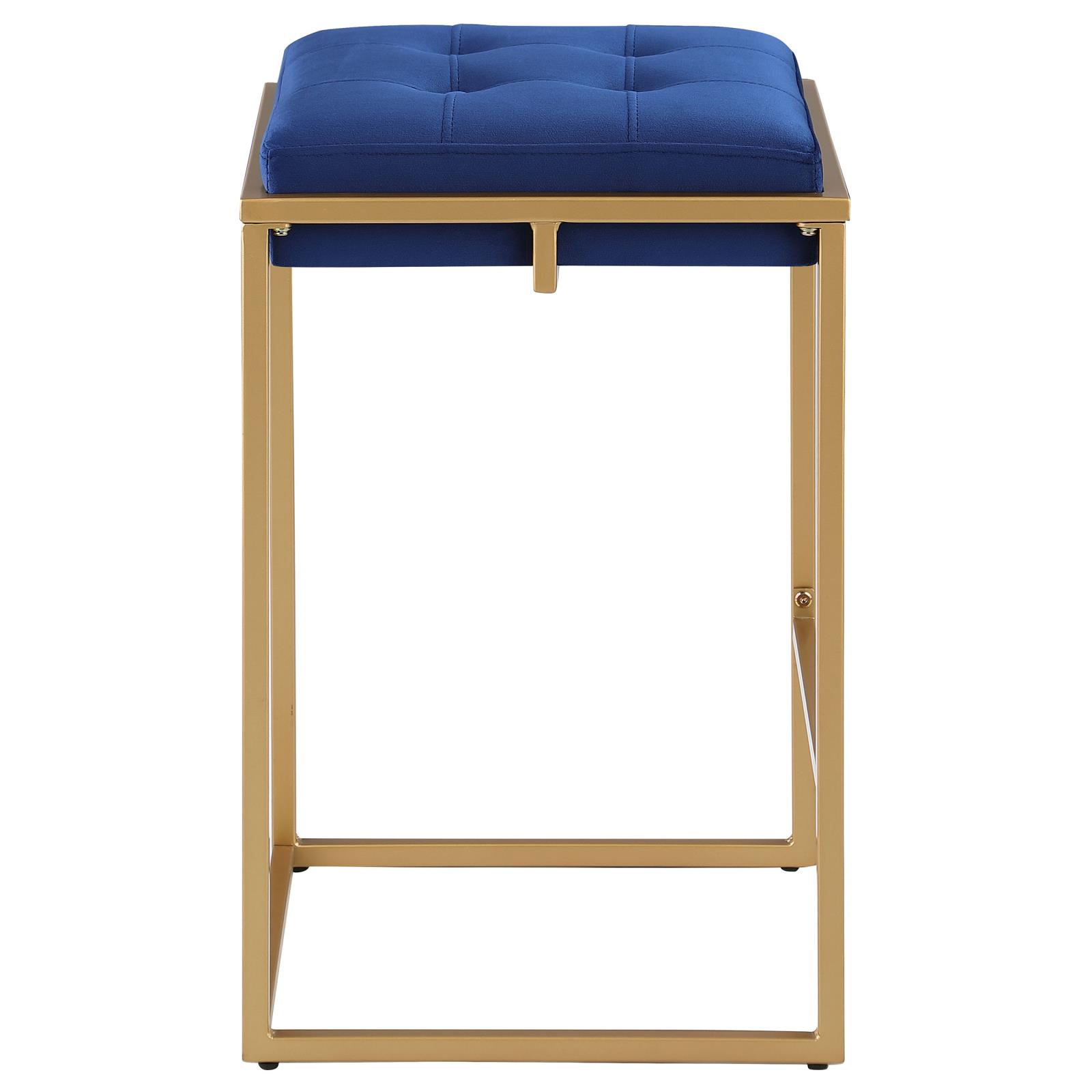 Nadia Square Padded Velvet Seat Backless Counter Stool with Metal Base