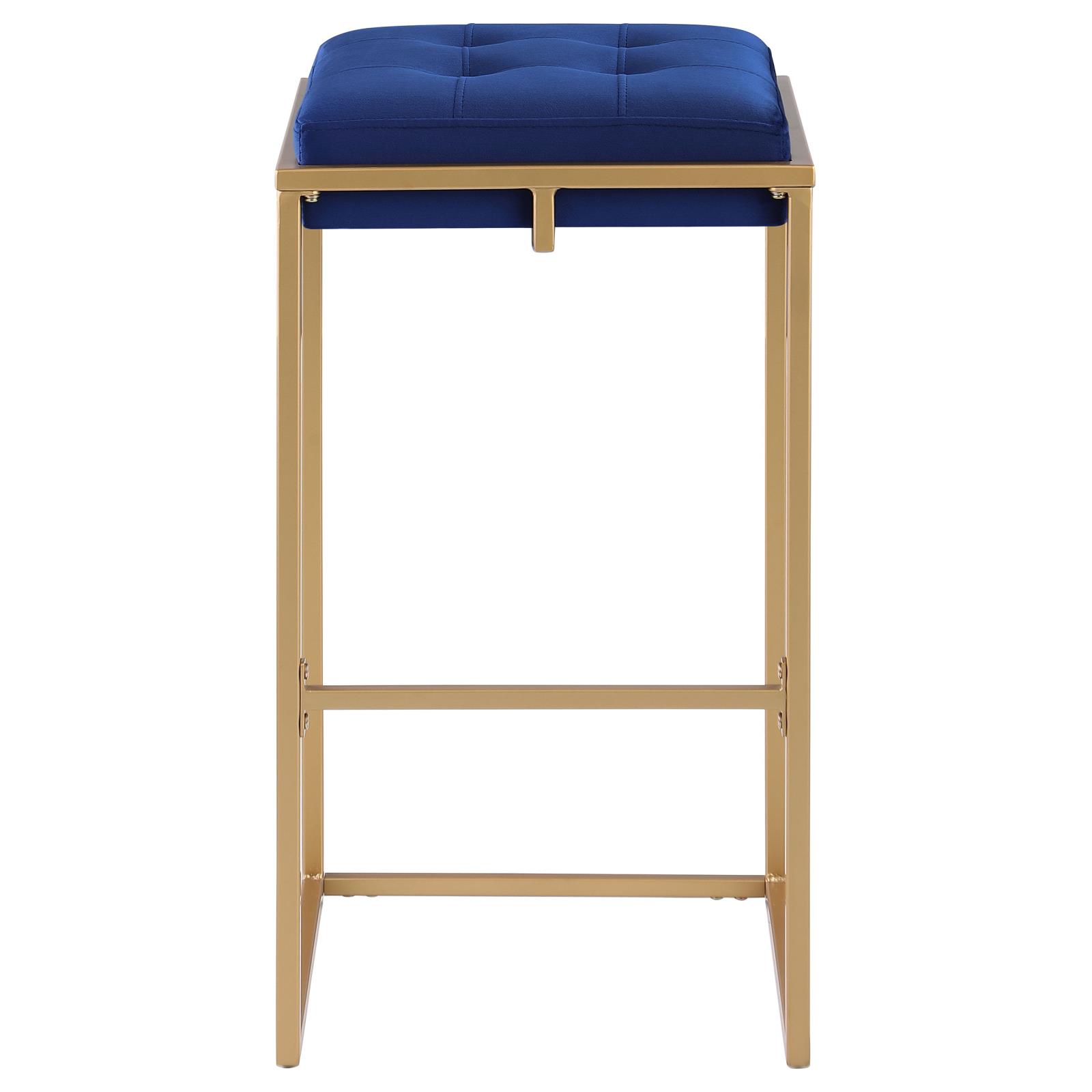 Nadia Square Padded Velvet Seat Backless Bar Stool with Metal Base