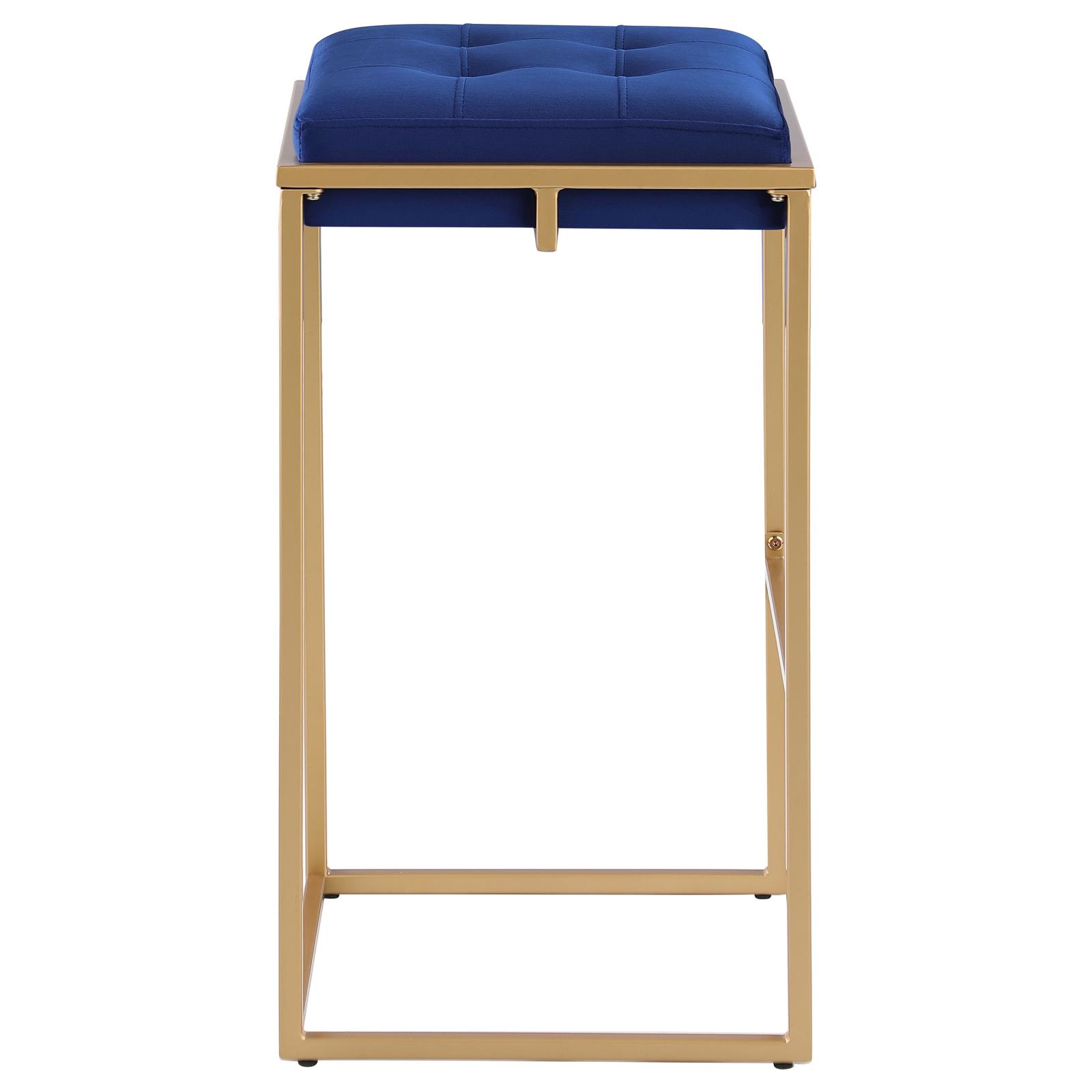 Nadia Square Padded Velvet Seat Backless Bar Stool with Metal Base