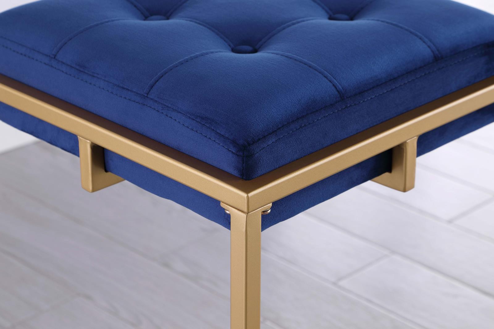 Nadia Square Padded Velvet Seat Backless Bar Stool with Metal Base