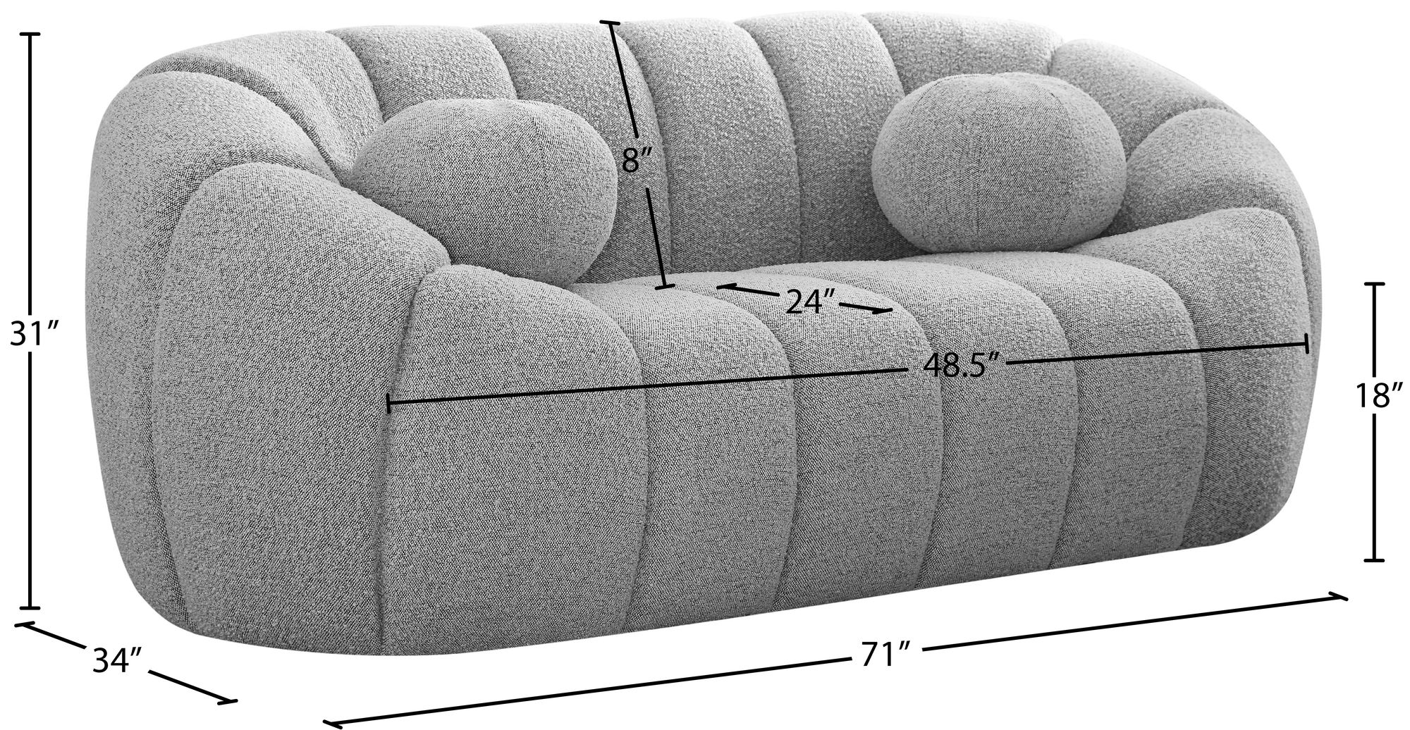 Elijah Boucle Fabric Loveseat
