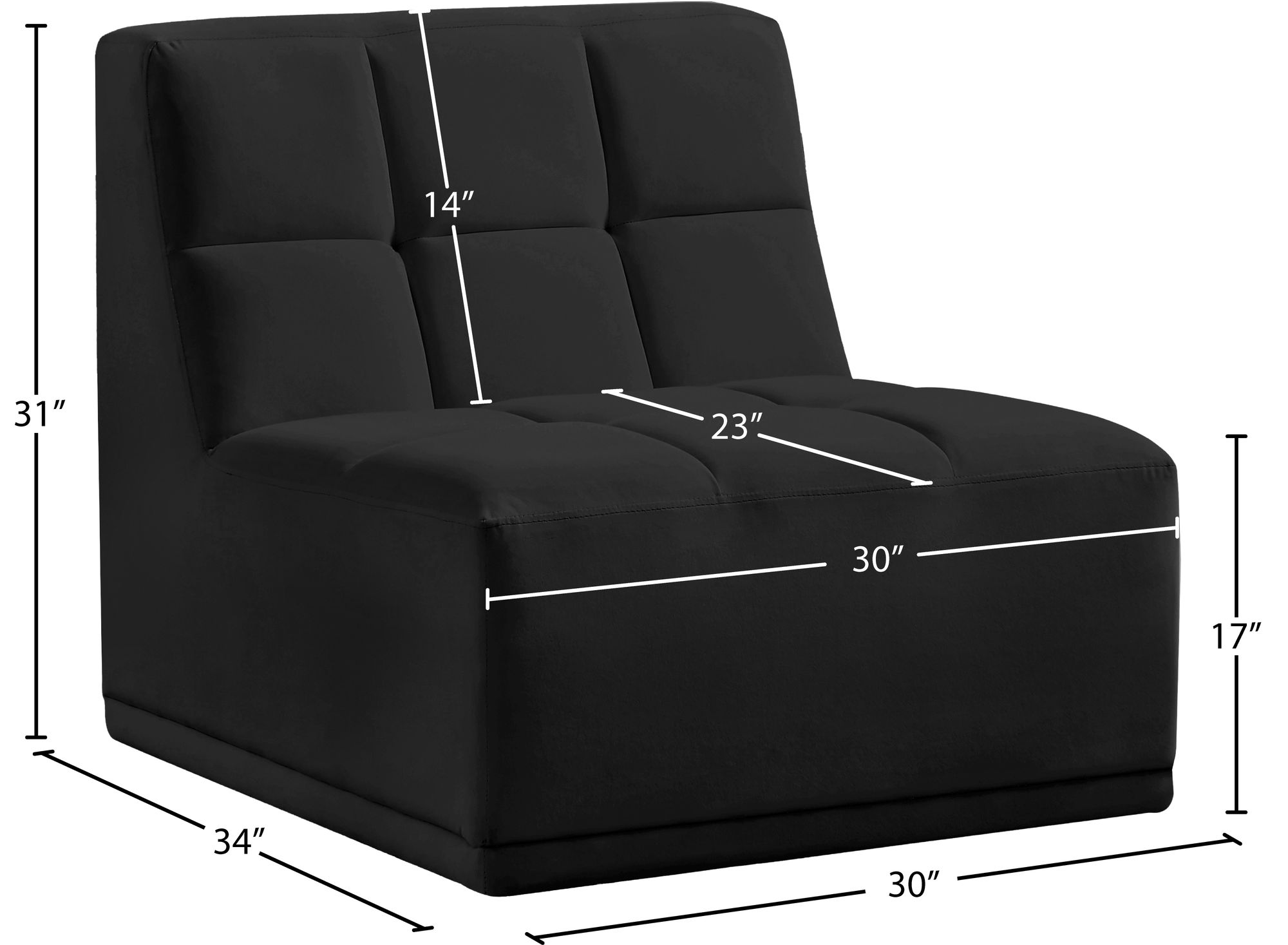 Relax Velvet Modular Armless Chair