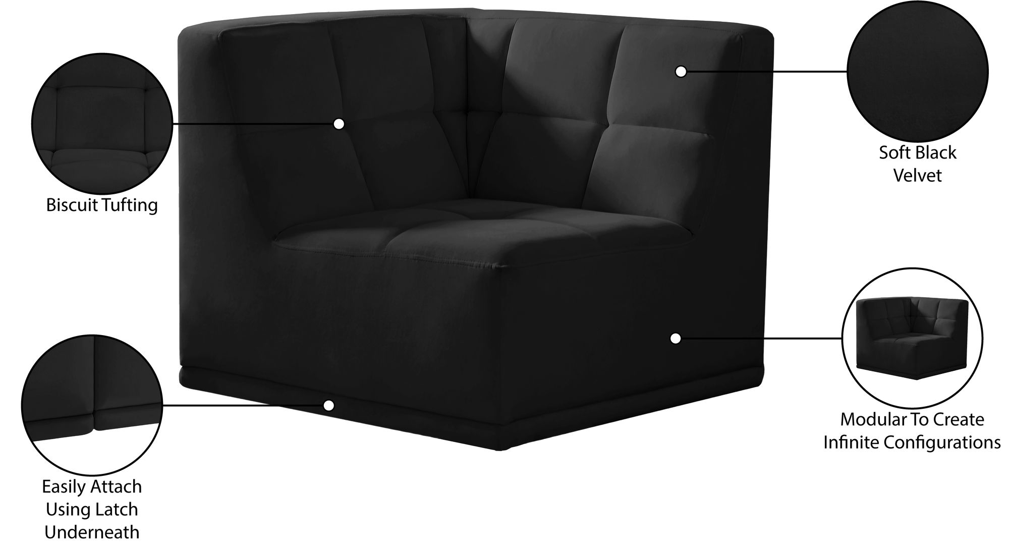 Relax Velvet Modular Corner Chair