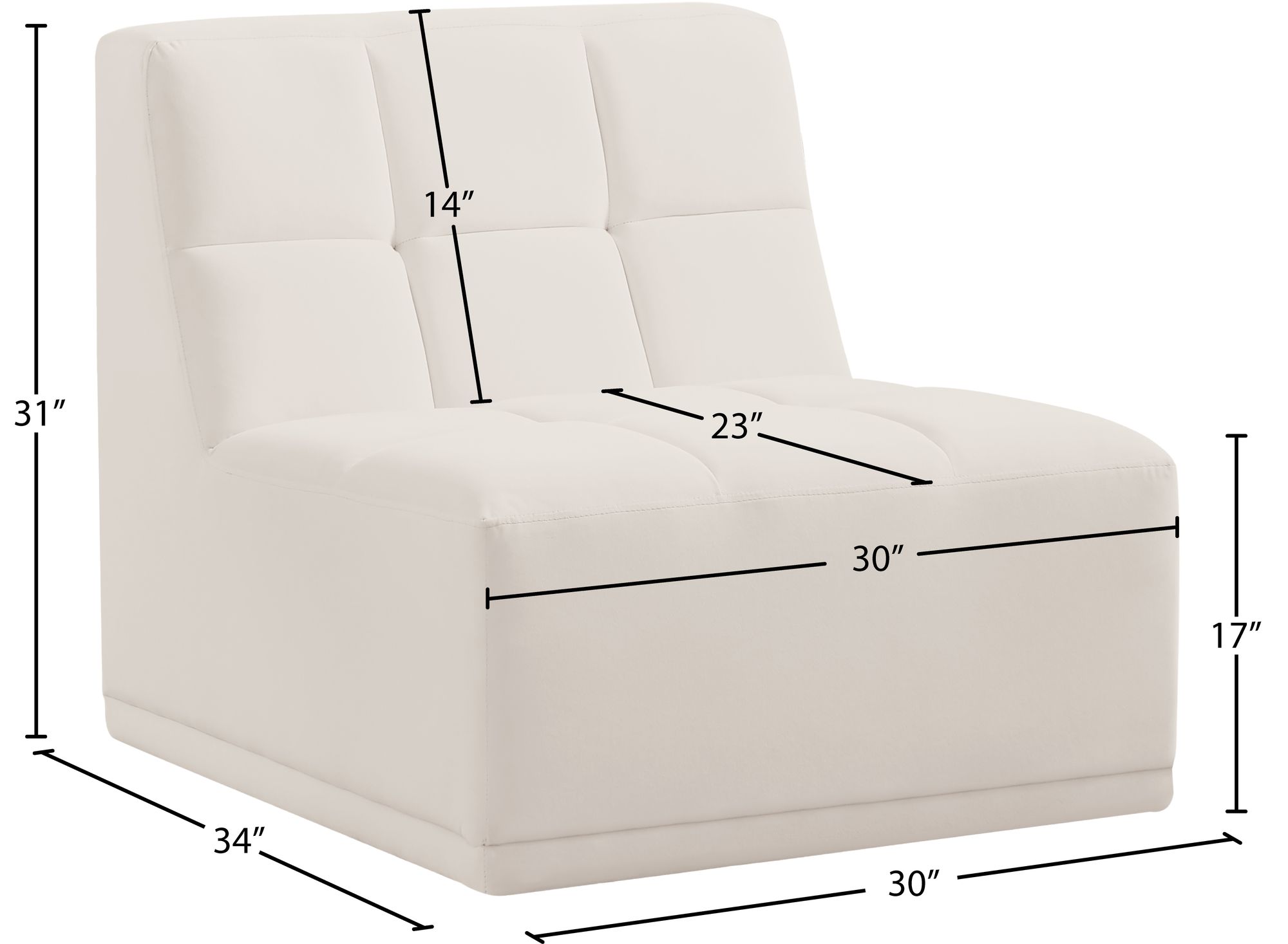 Relax Velvet Modular Armless Chair