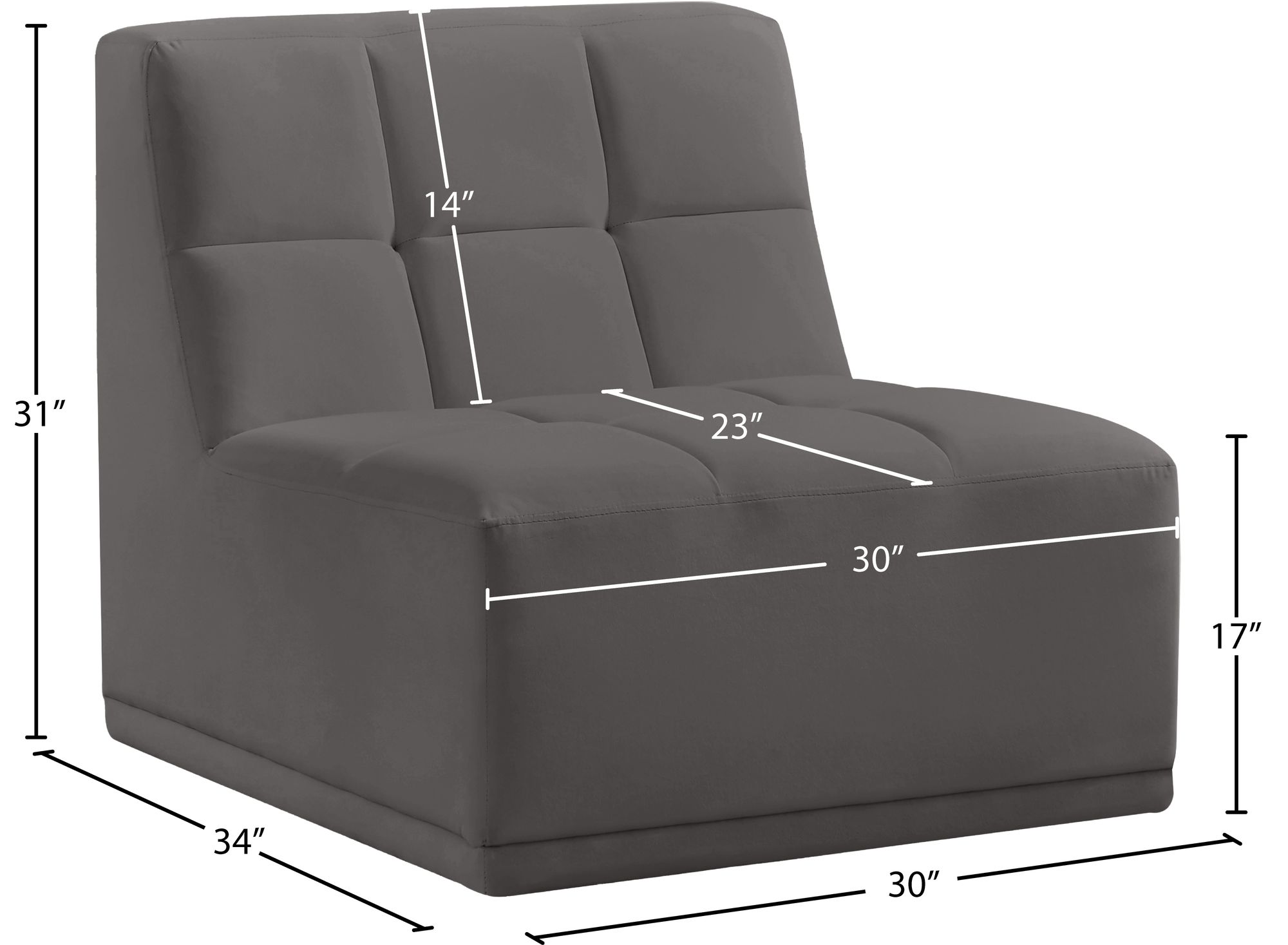 Relax Velvet Modular Armless Chair