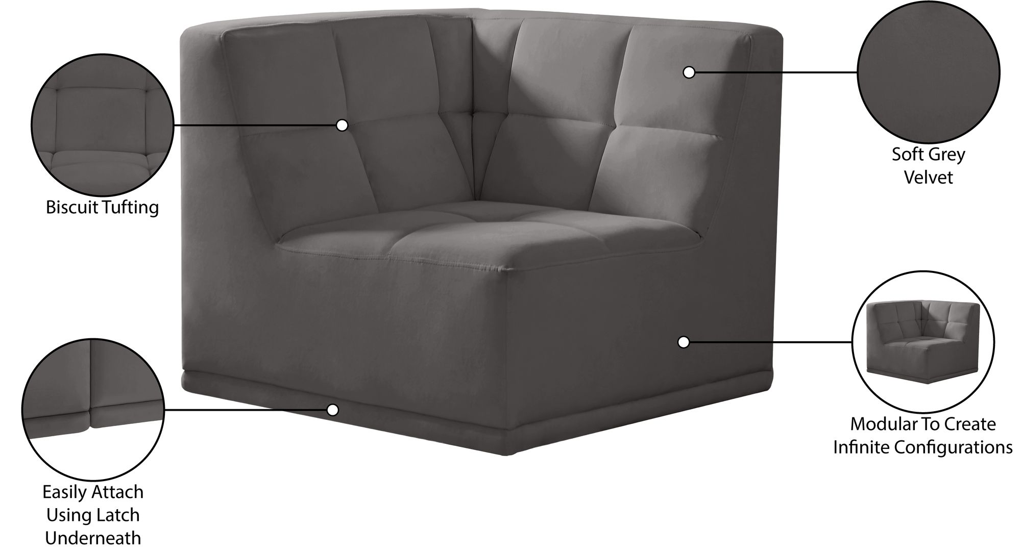 Relax Velvet Modular Corner Chair