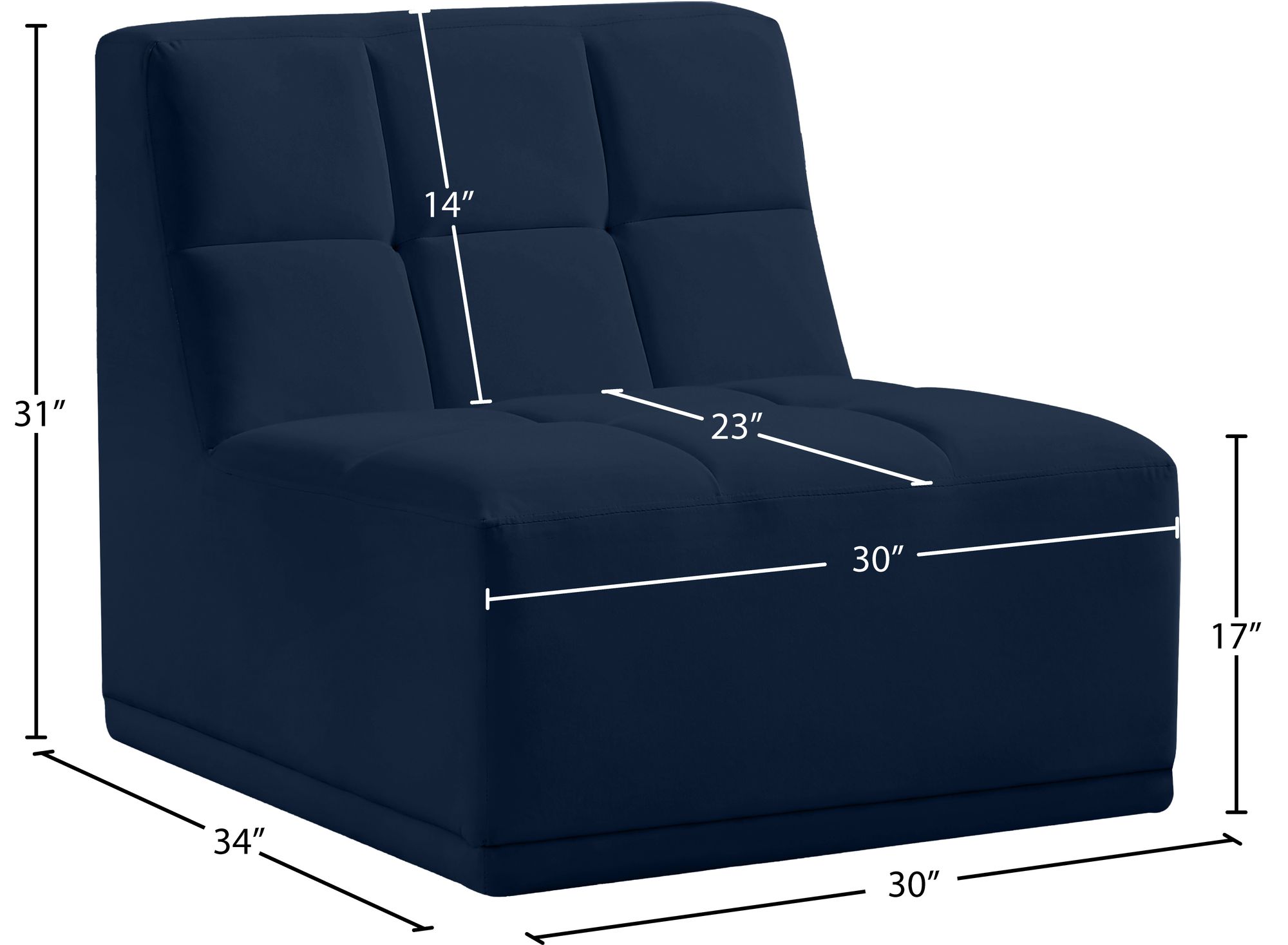Relax Velvet Modular Armless Chair
