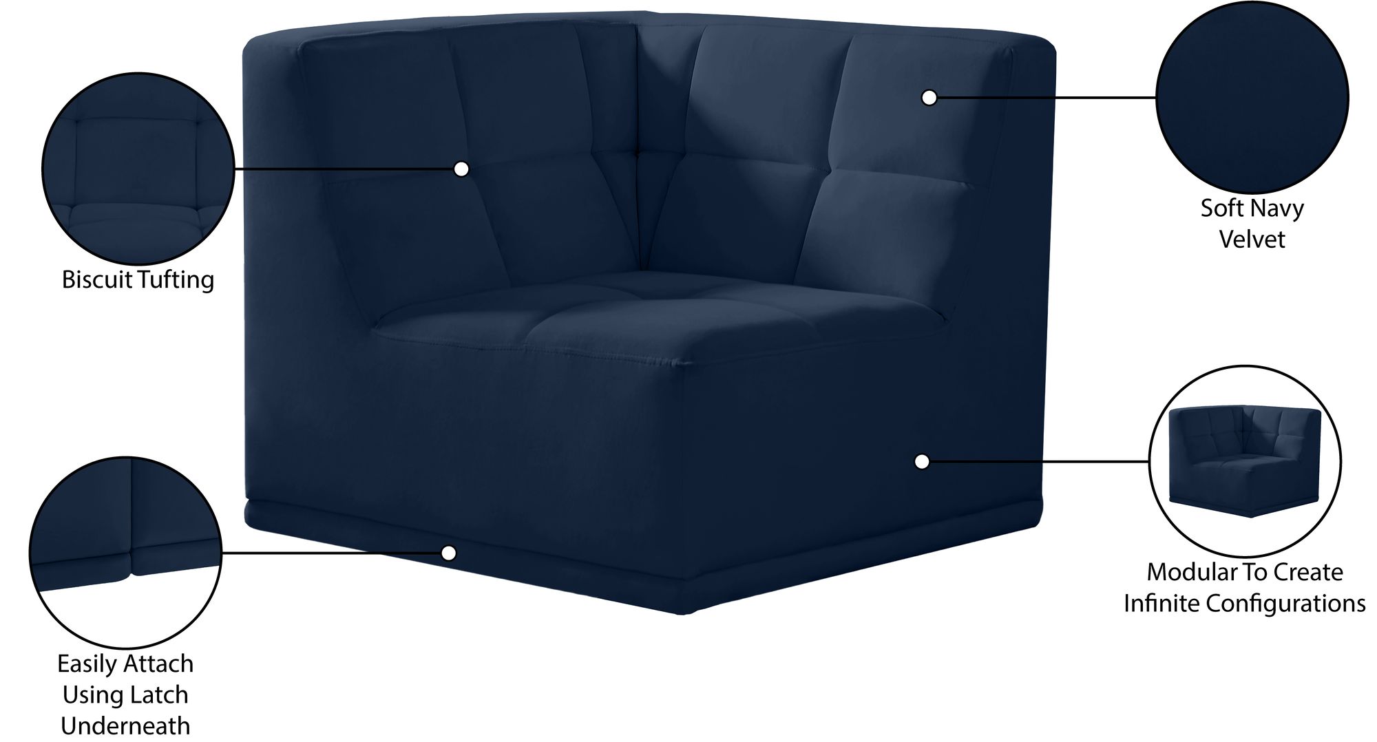 Relax Velvet Modular Corner Chair