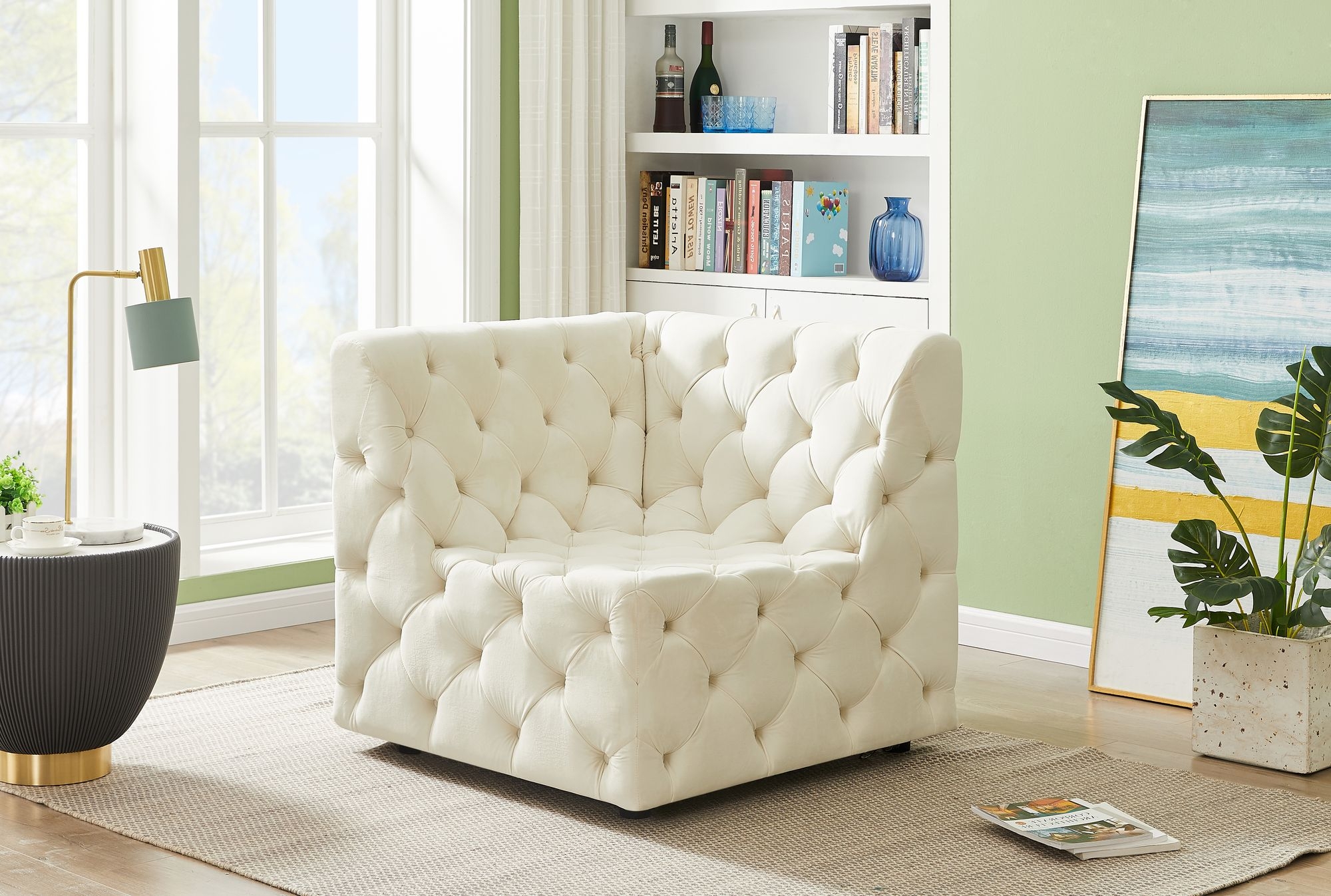Tuft Velvet Modular Corner Chair