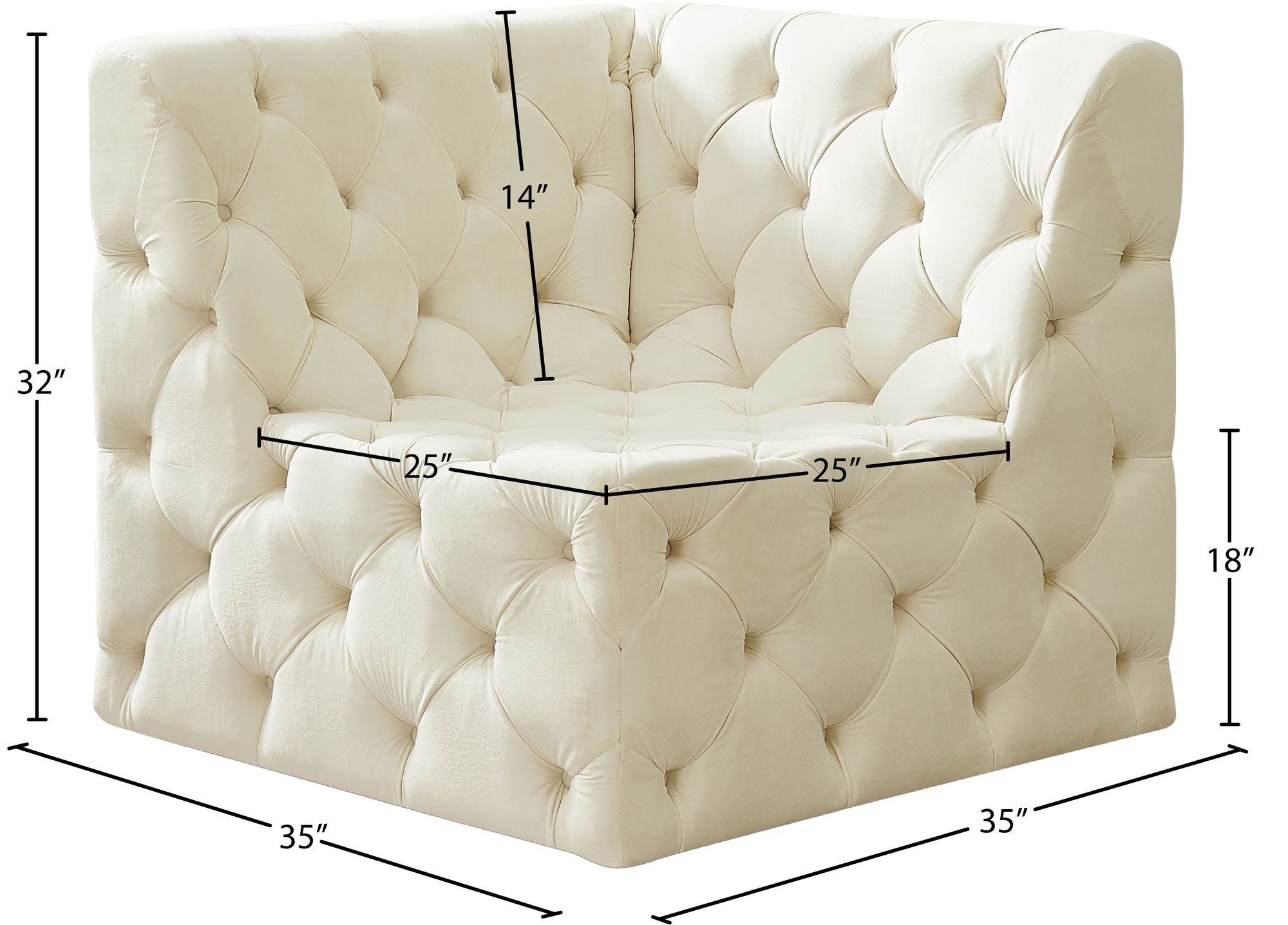 Tuft Velvet Modular Corner Chair