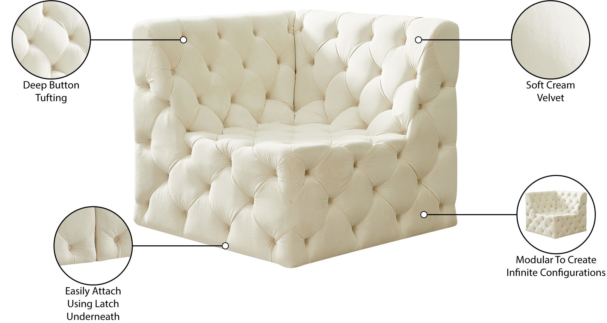 Tuft Velvet Modular Corner Chair
