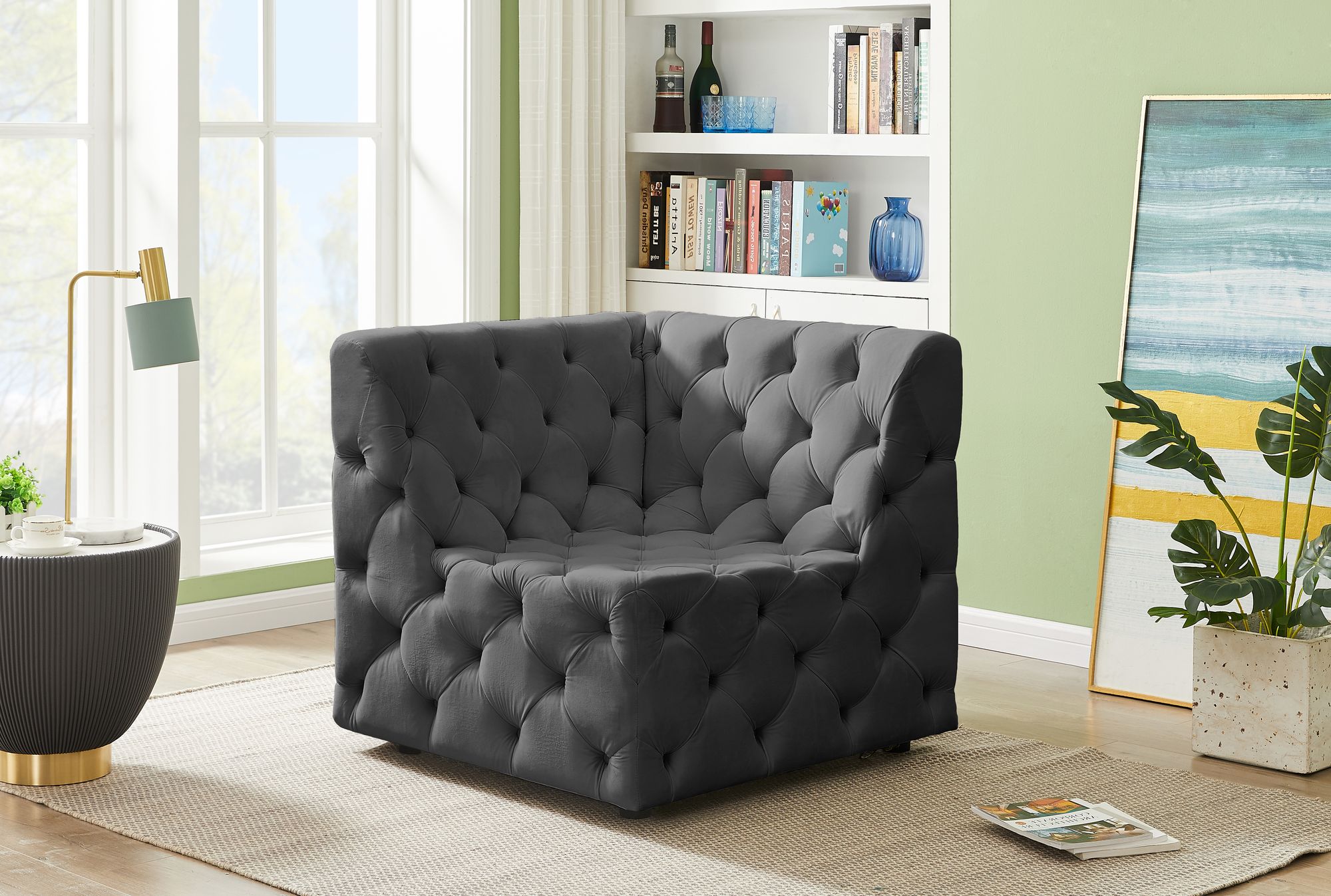 Tuft Velvet Modular Corner Chair