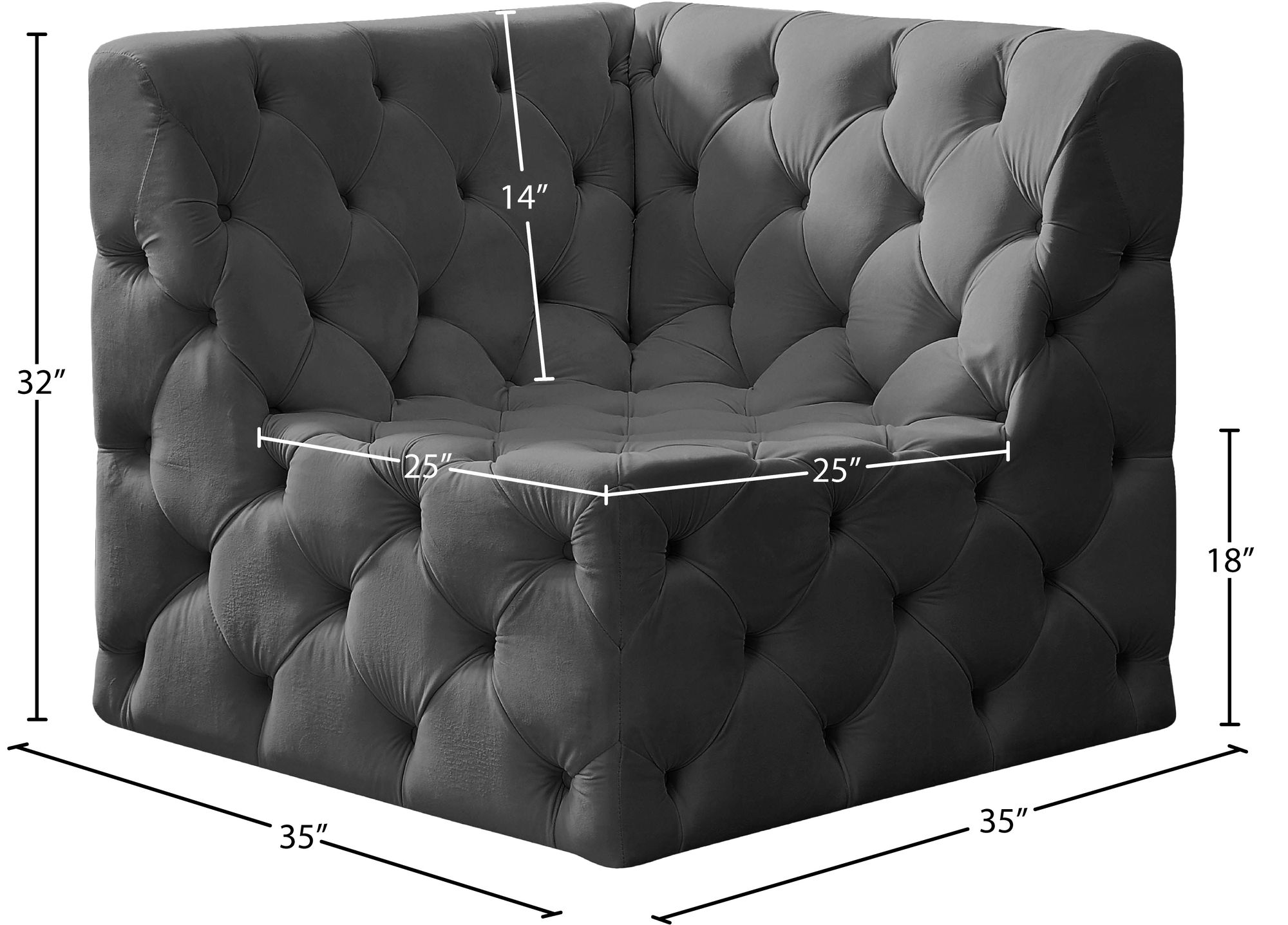 Tuft Velvet Modular Corner Chair