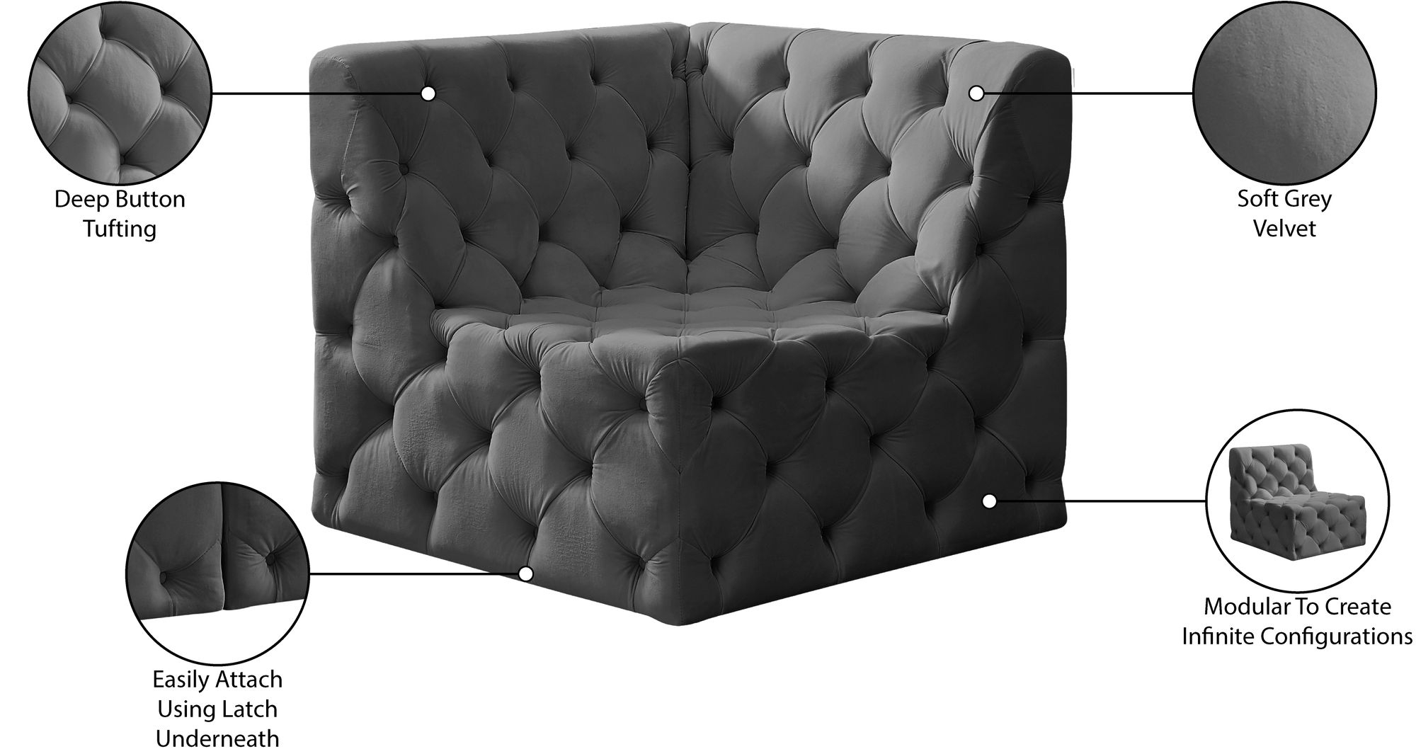 Tuft Velvet Modular Corner Chair