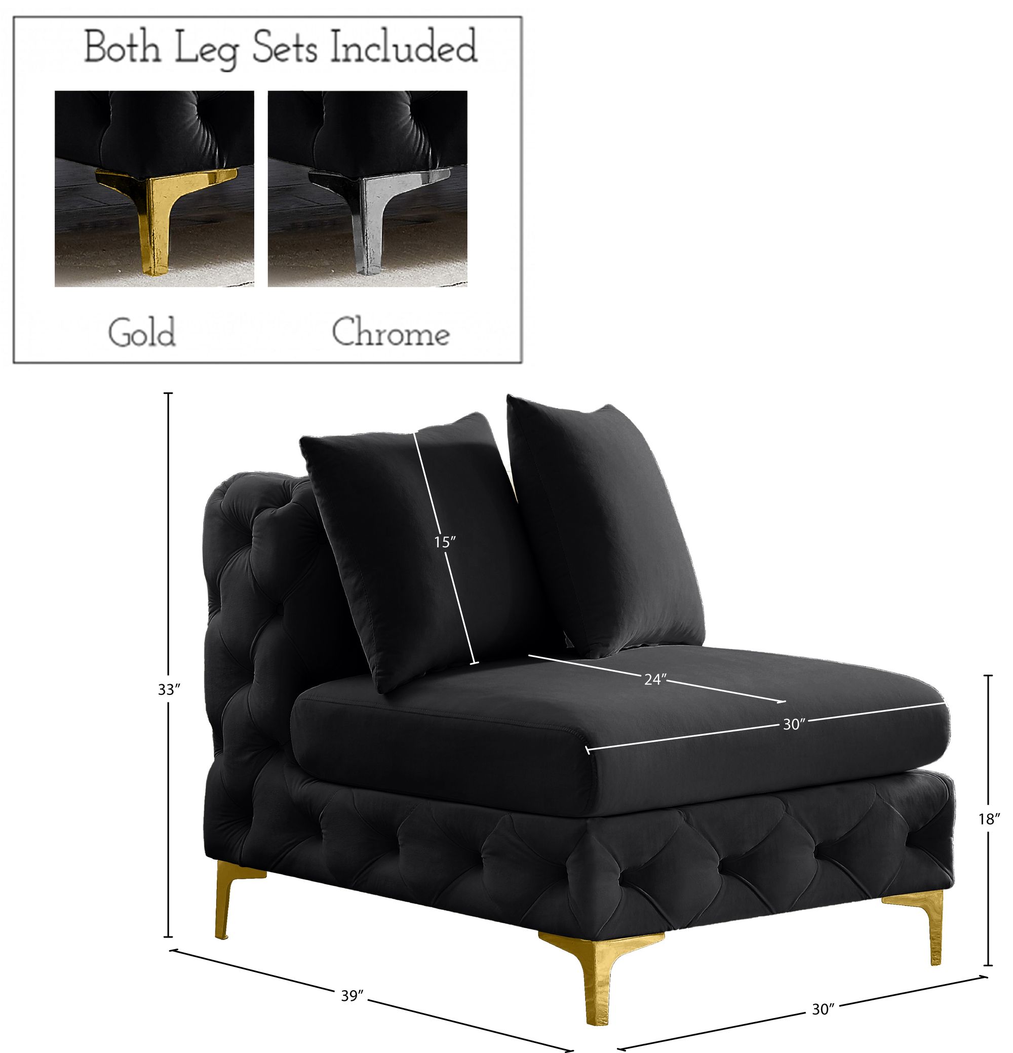 Tremblay Velvet Modular Armless Chair