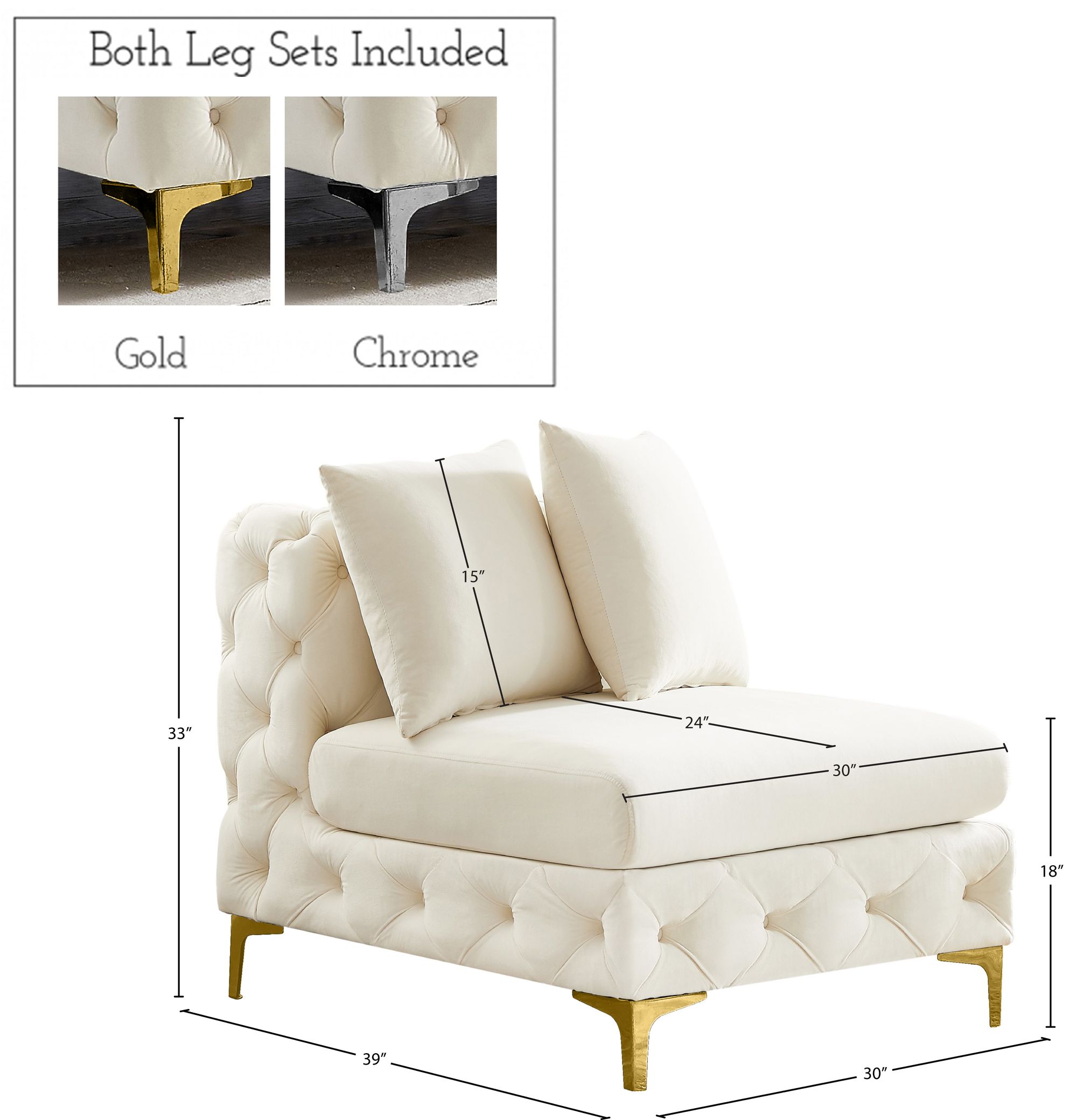 Tremblay Velvet Modular Armless Chair