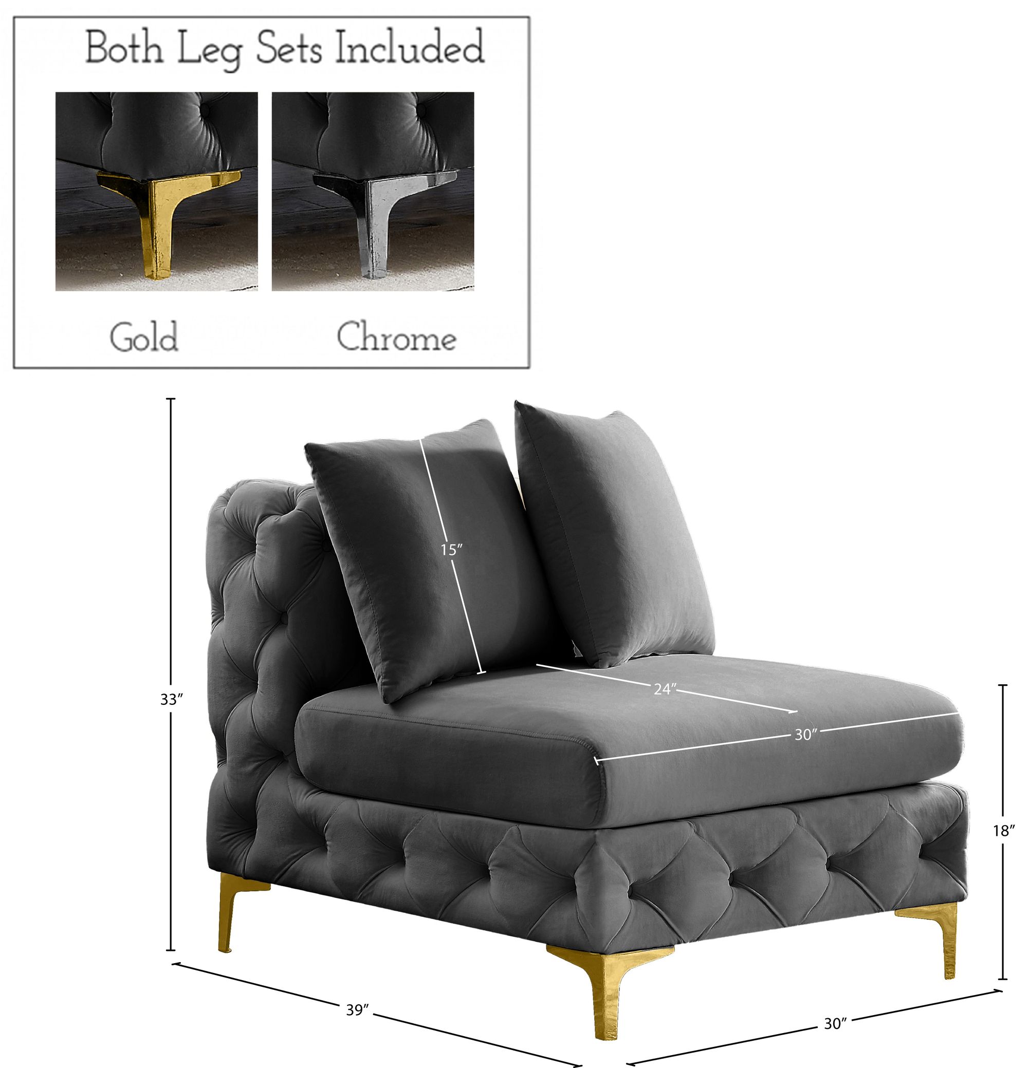 Tremblay Velvet Modular Armless Chair