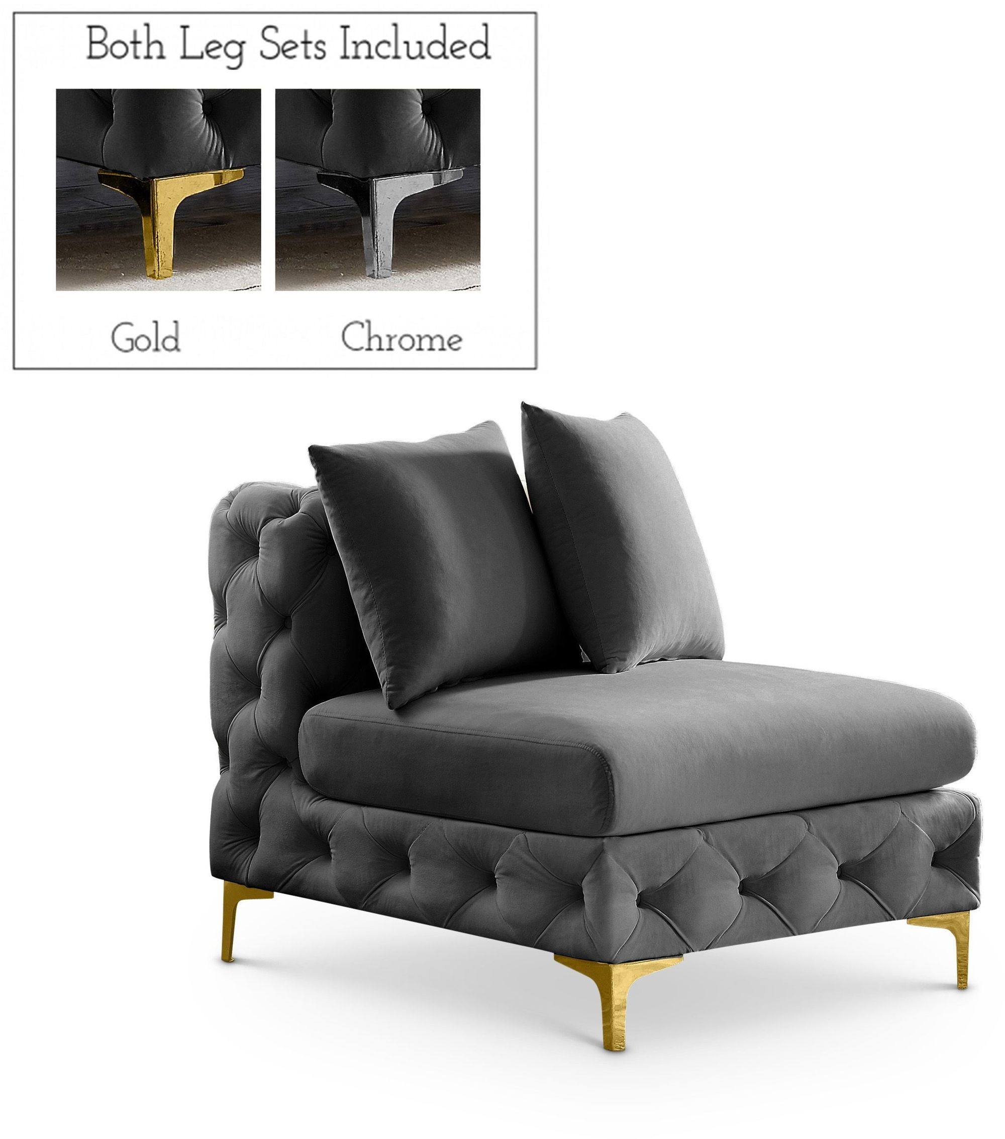 Tremblay Velvet Modular Armless Chair