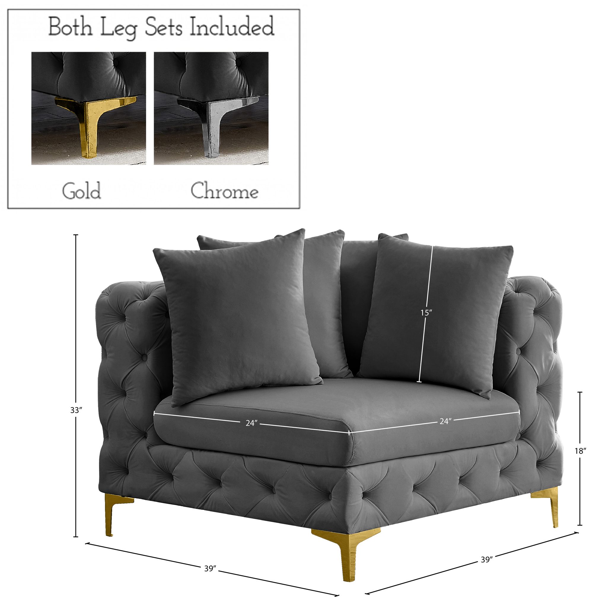 Tremblay Velvet Modular Corner Chair