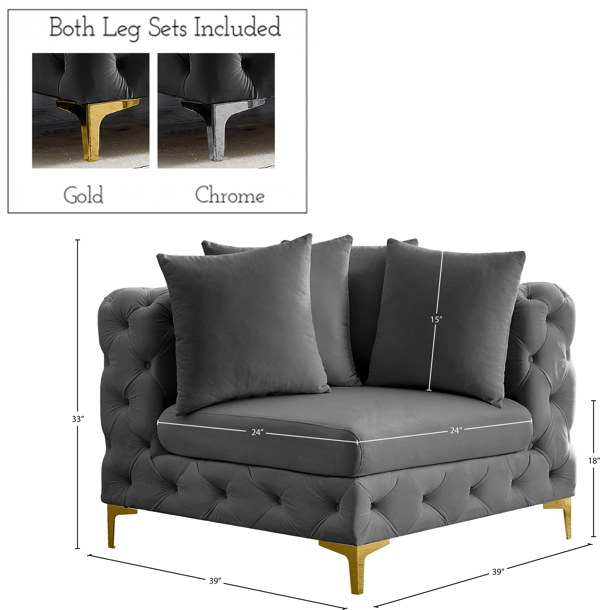 Tremblay Velvet Modular Corner Chair