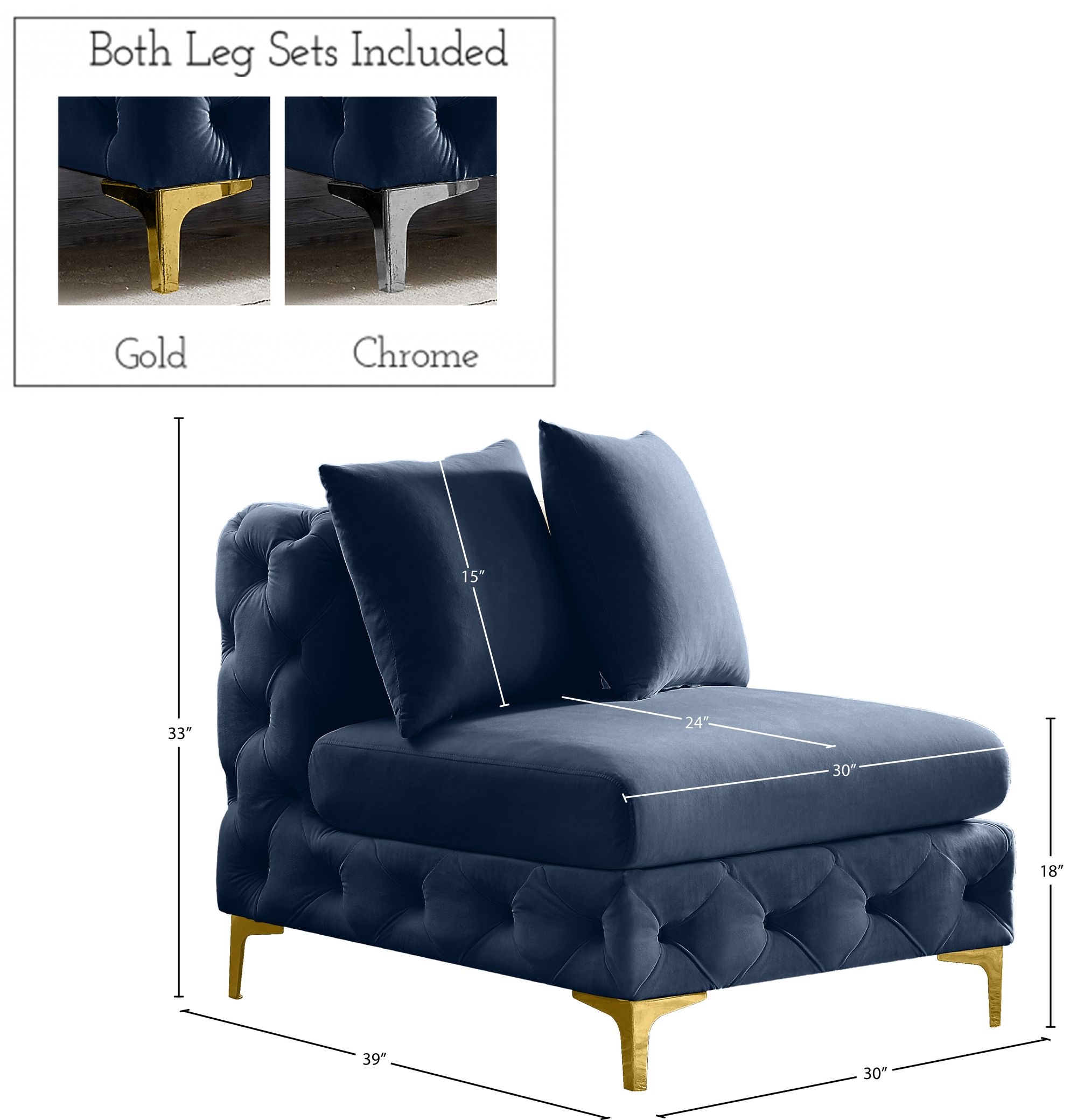 Tremblay Velvet Modular Armless Chair