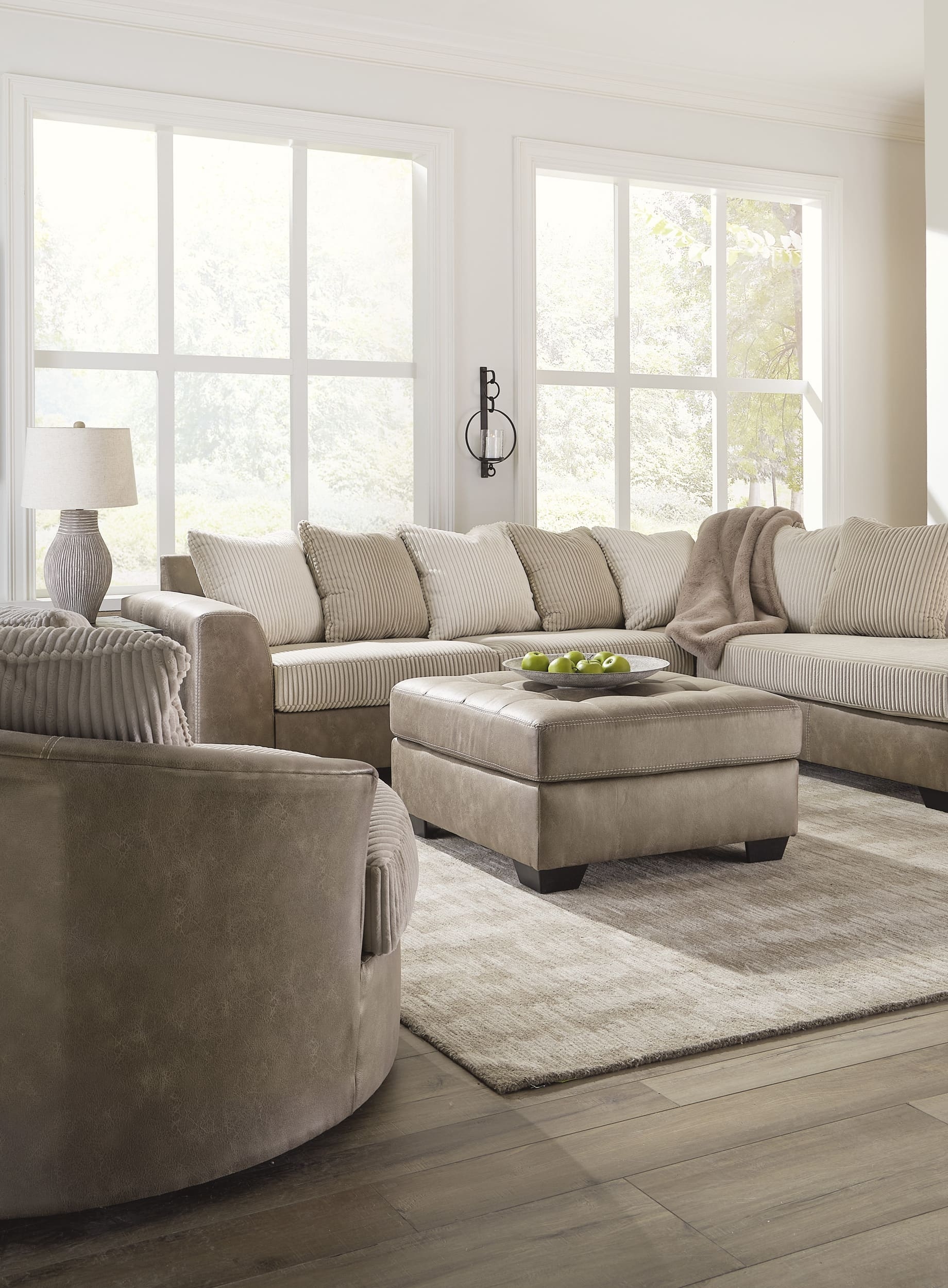 Keskin Polyester Oversized Swivel Accent Chair
