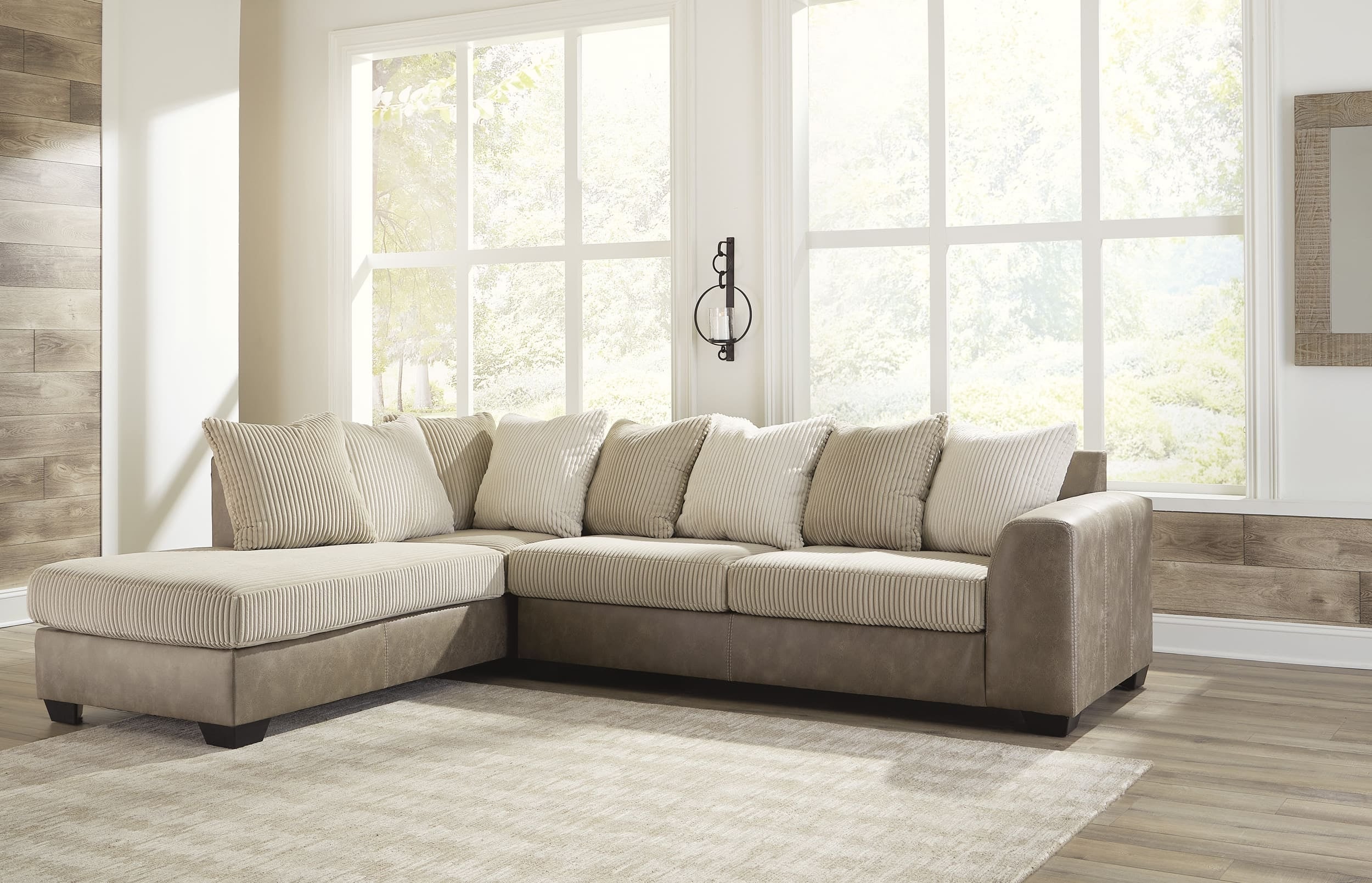 Keskin 2-Piece Polyester L-Shaped Sectional Sofa w/Left Arm Chaise Facing