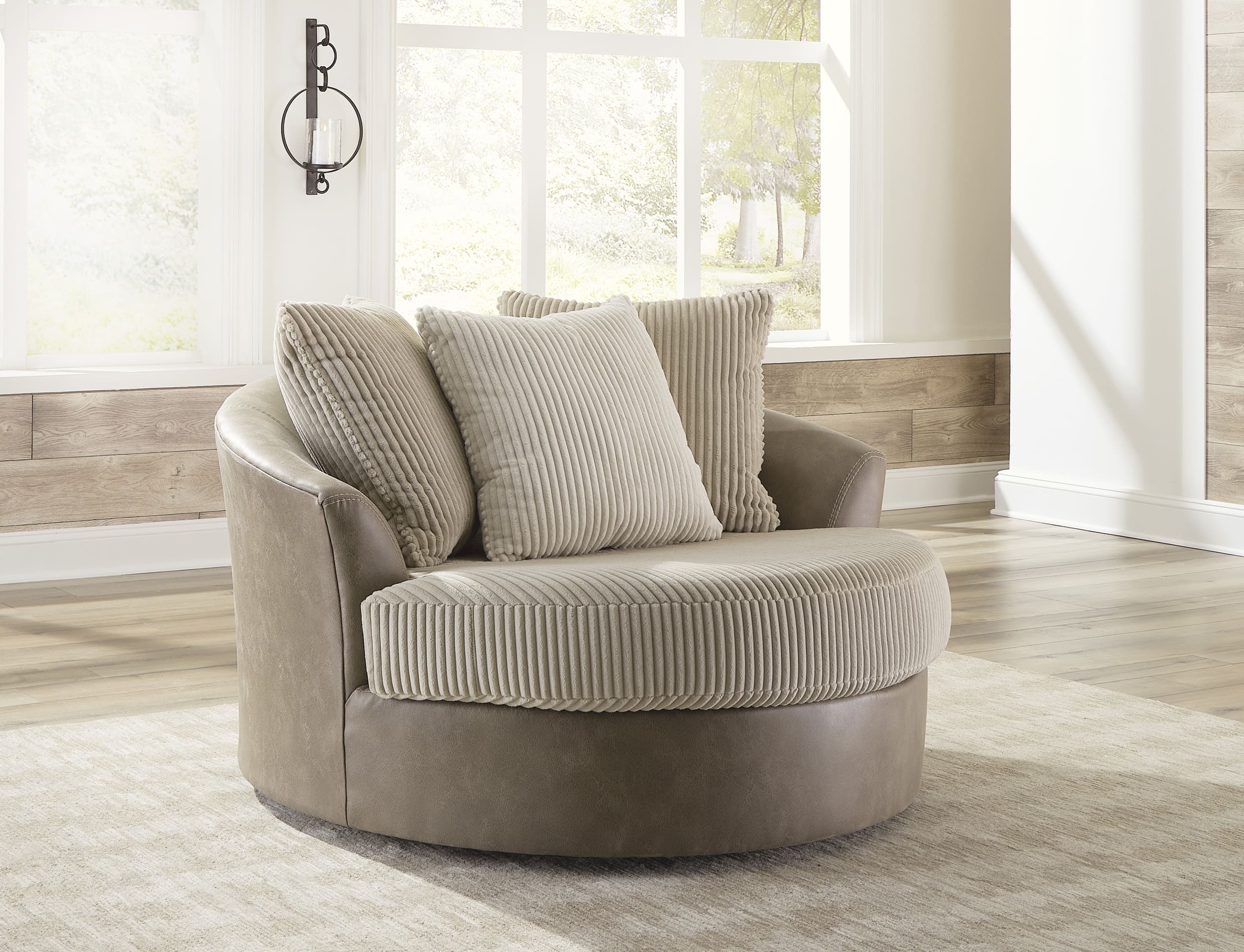 Keskin Polyester Oversized Swivel Accent Chair