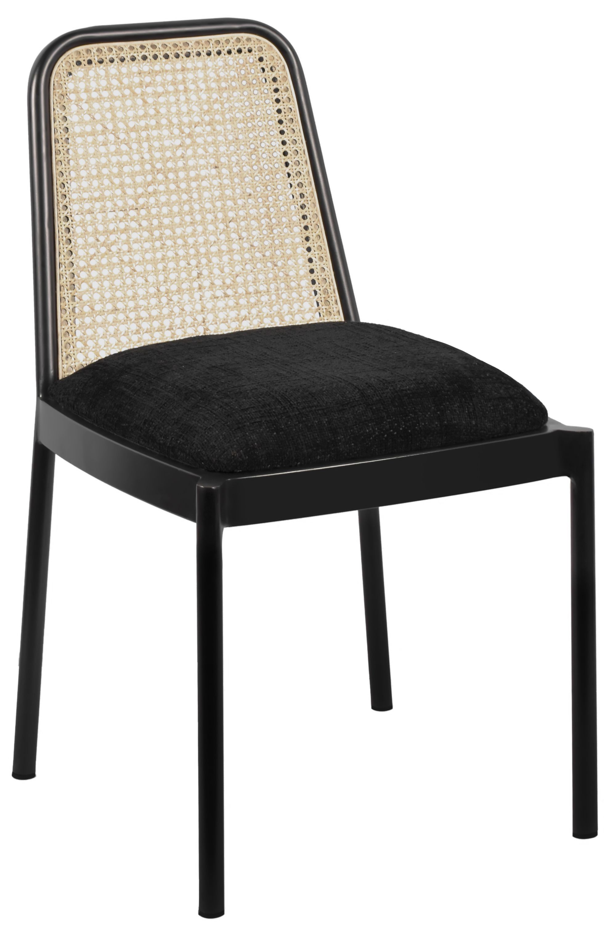 Atticus Boucle Fabric Dining Chair with Black Metal Frame