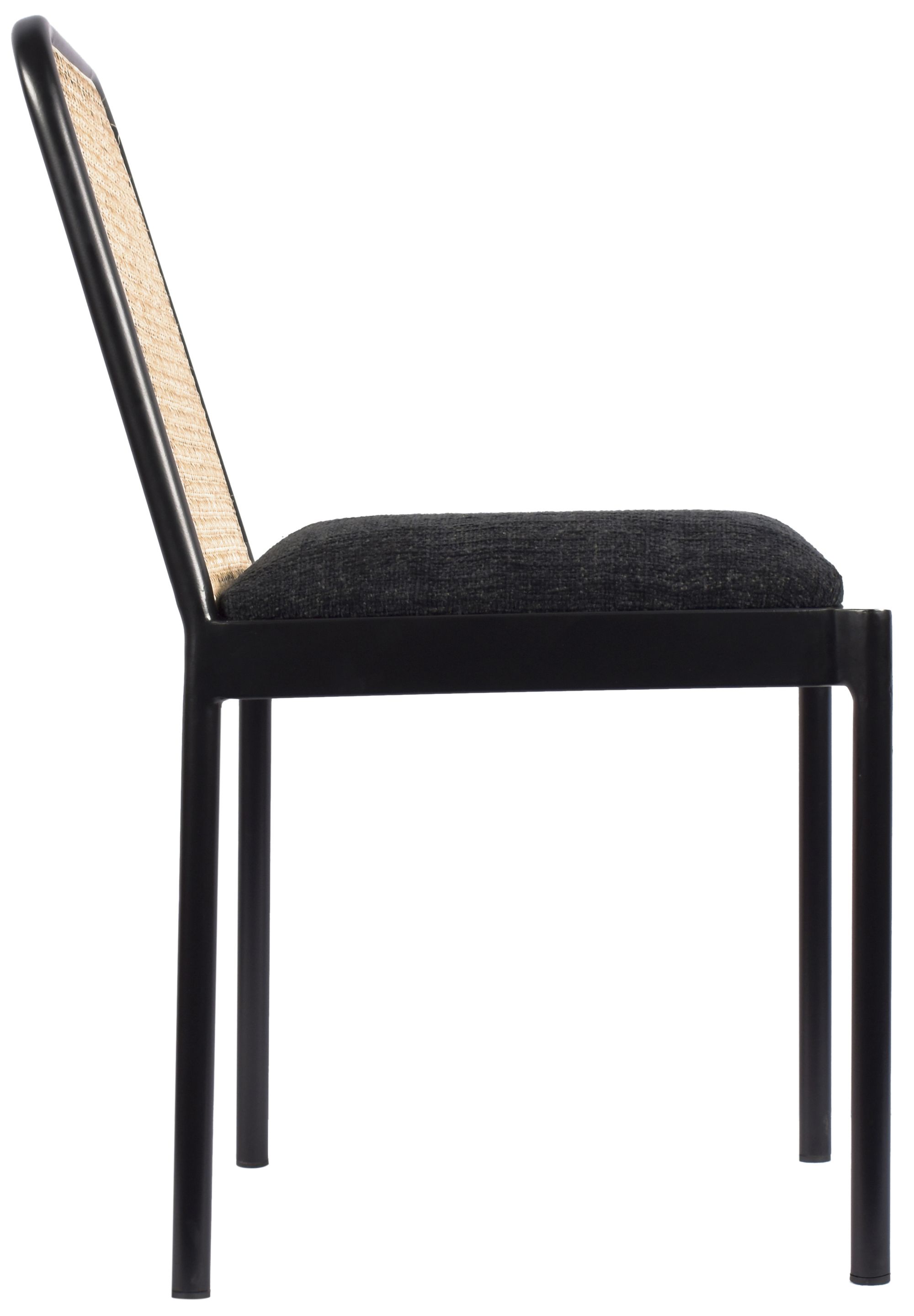 Atticus Boucle Fabric Dining Chair with Black Metal Frame