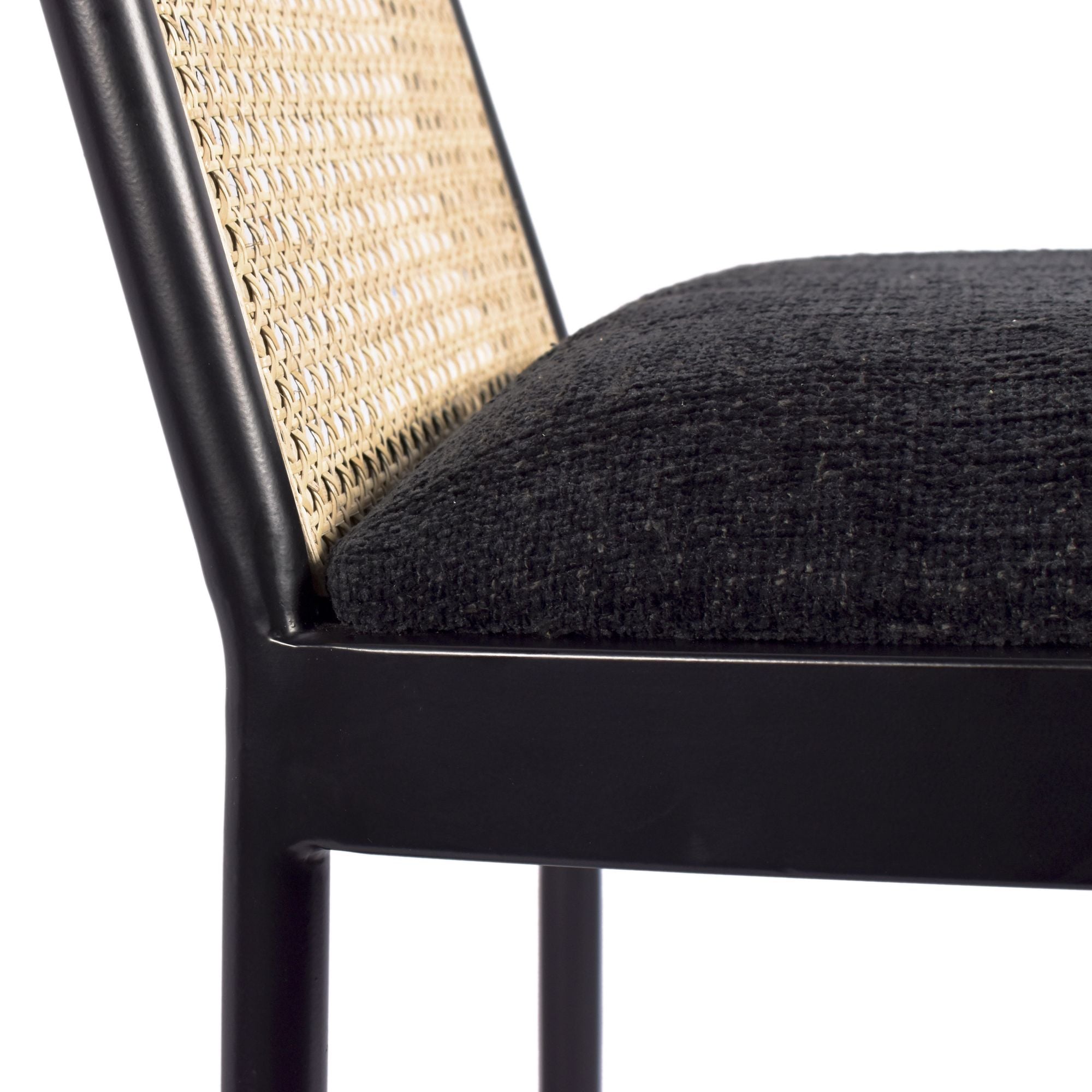 Atticus Boucle Fabric Dining Chair with Black Metal Frame