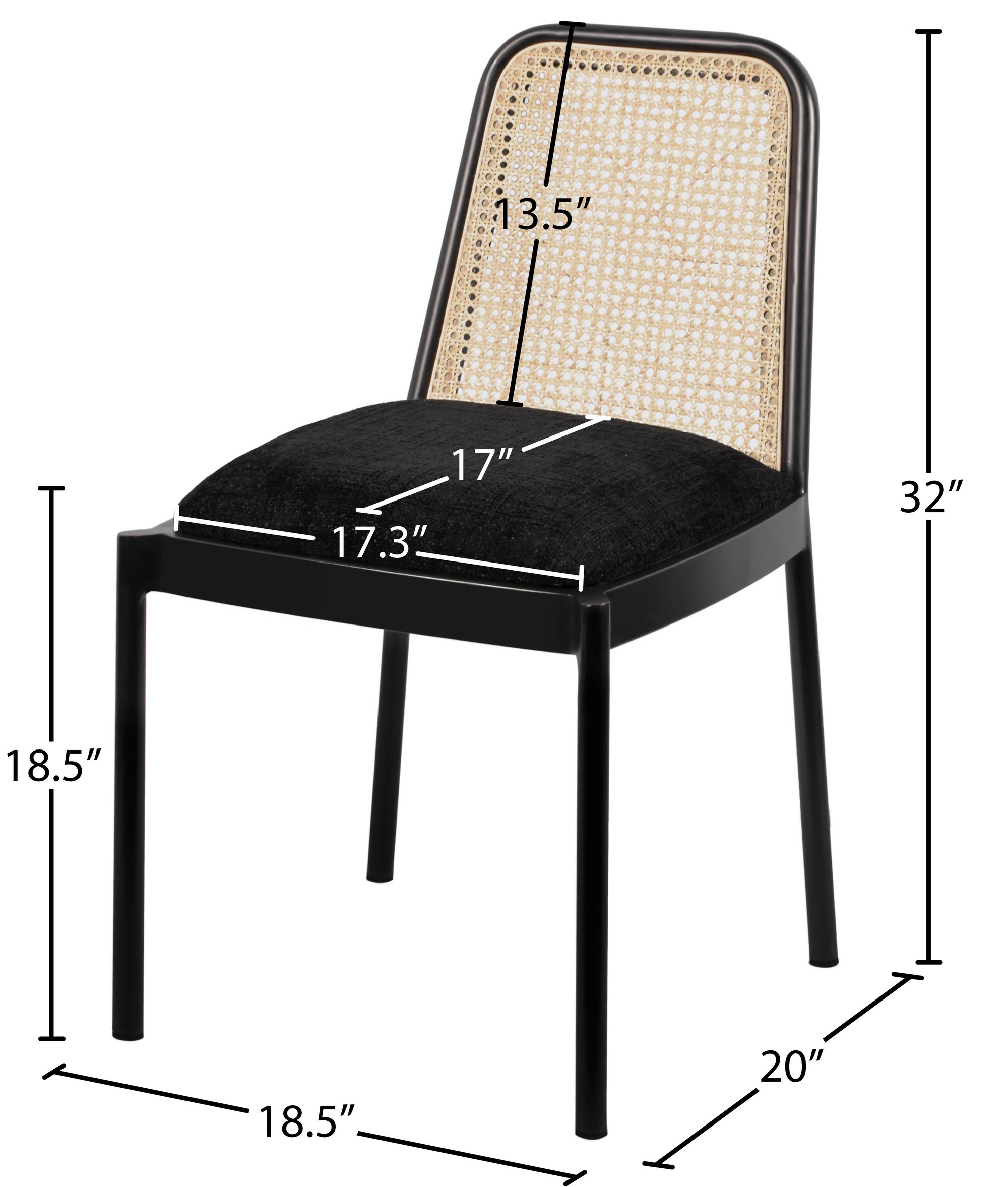 Atticus Boucle Fabric Dining Chair with Black Metal Frame