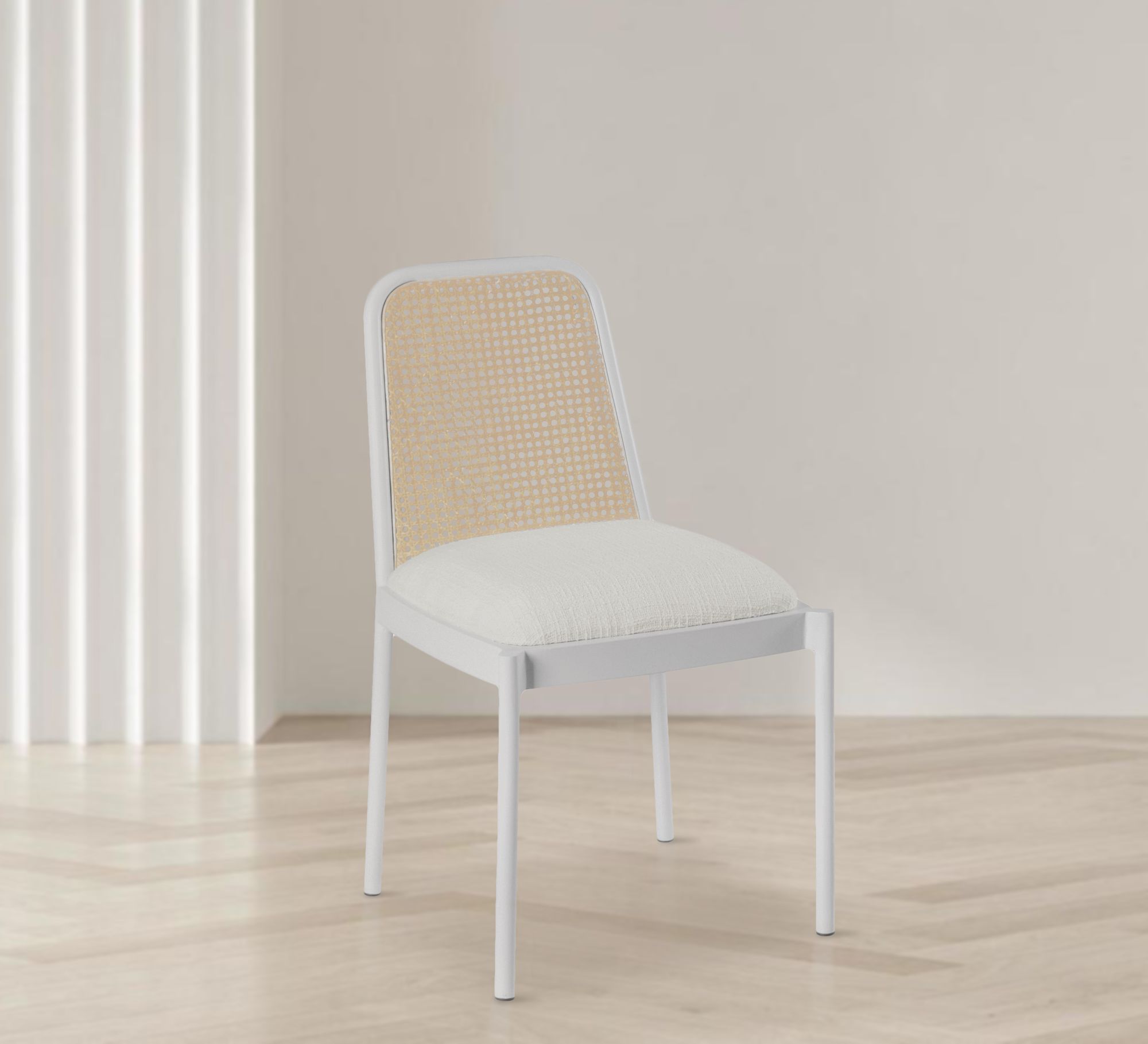 Atticus Boucle Fabric Dining Chair with Black Metal Frame