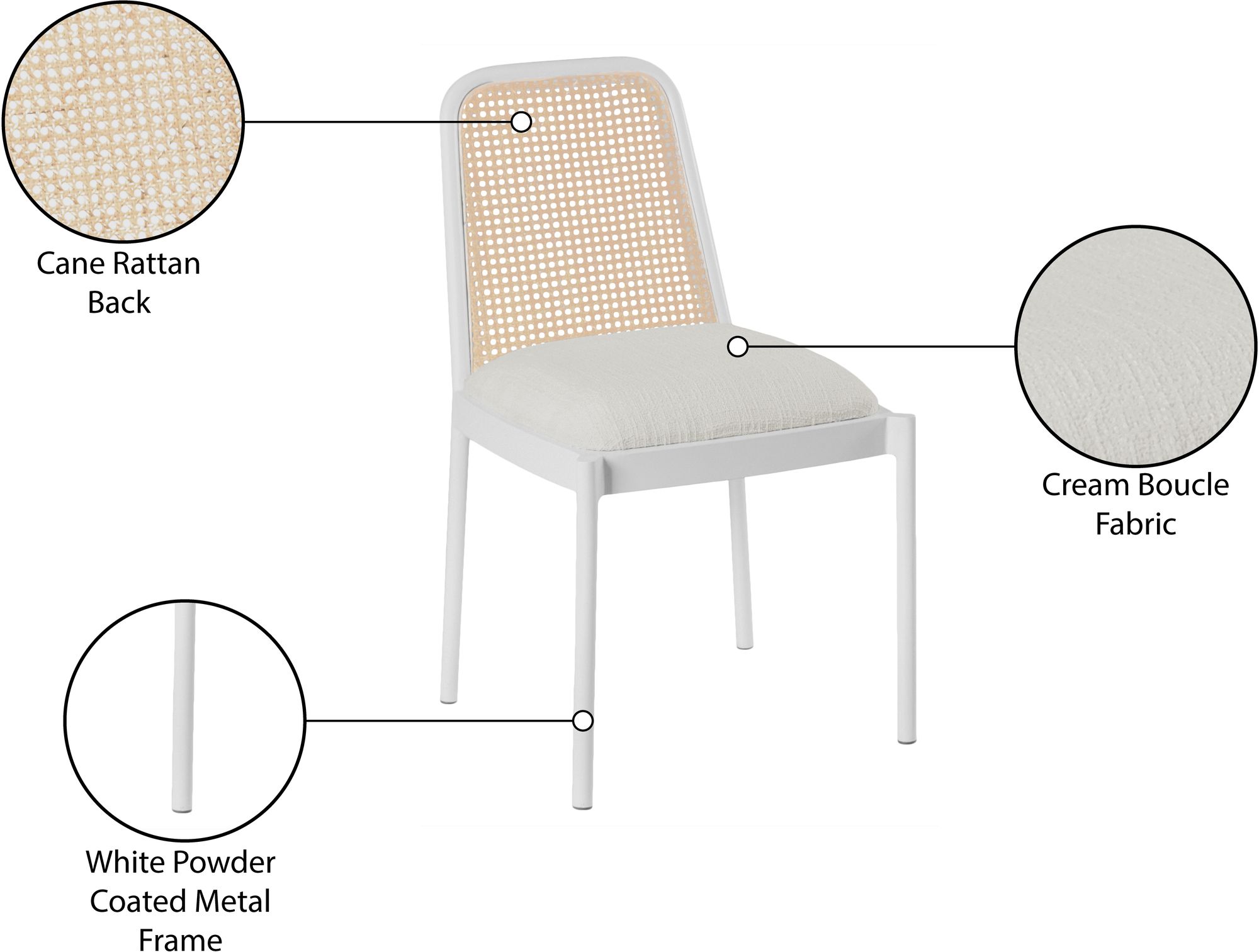 Atticus Boucle Fabric Dining Chair with Black Metal Frame