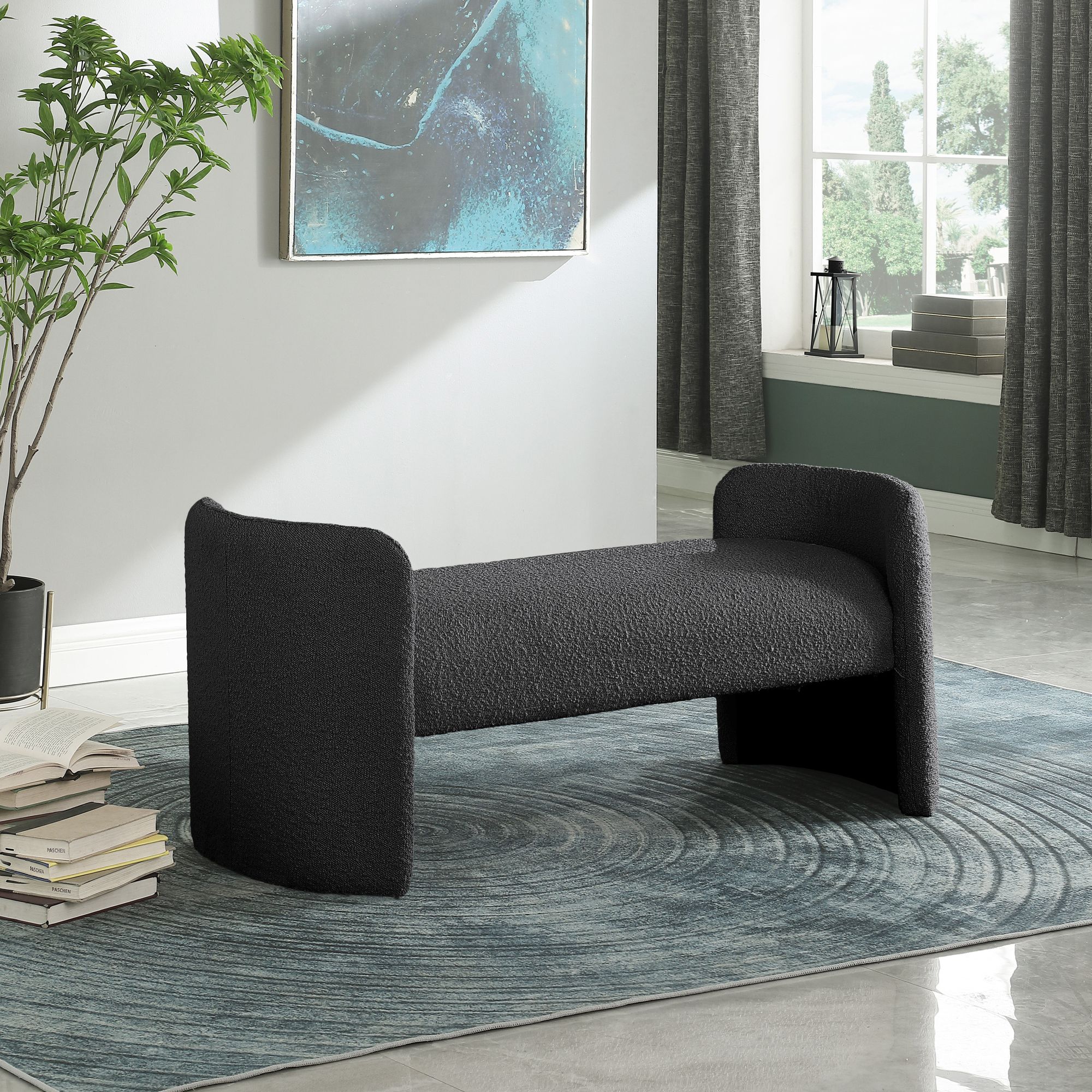 Peyton Boucle Fabric Bench