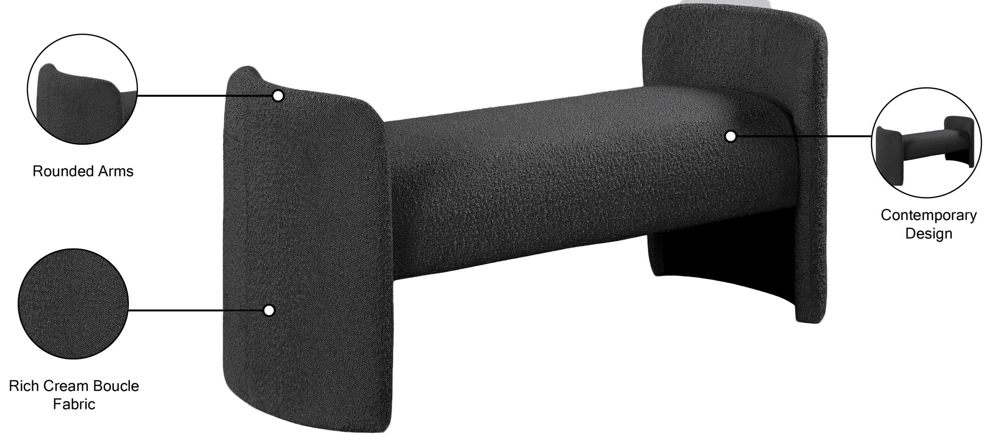 Peyton Boucle Fabric Bench
