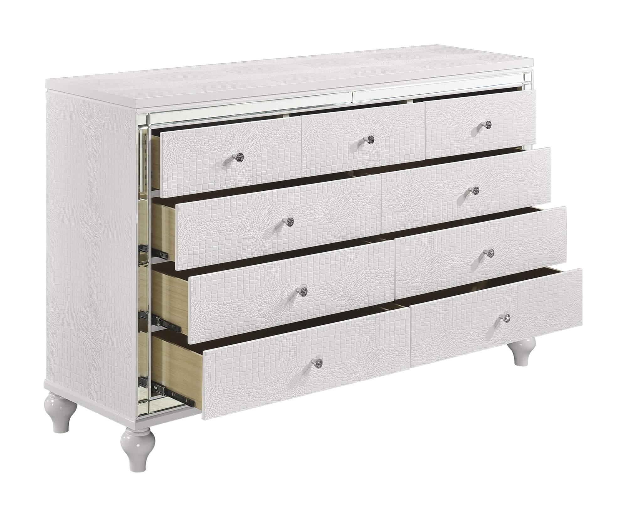 Alonza Faux Alligator/Beveled Mirror Dresser