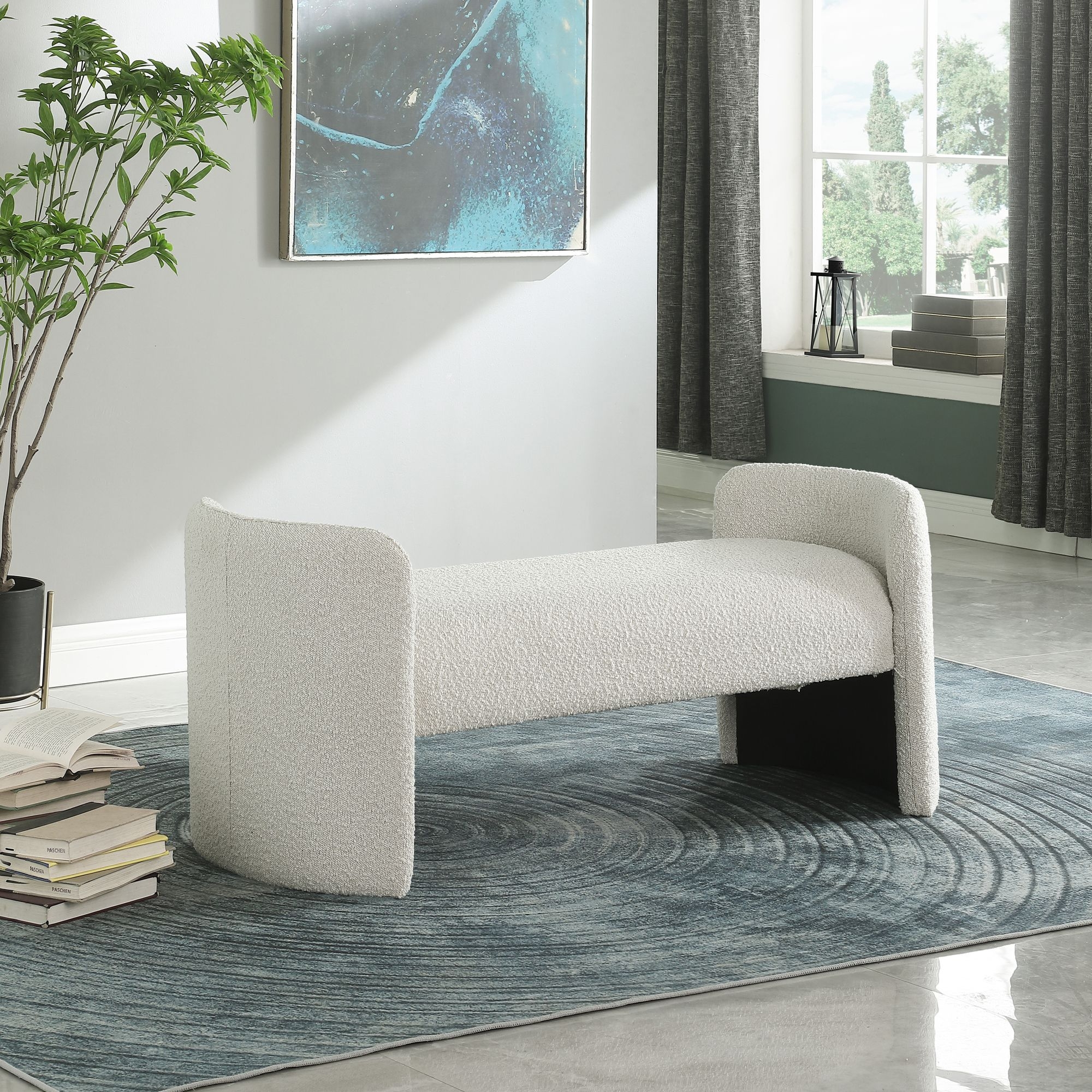 Peyton Boucle Fabric Bench