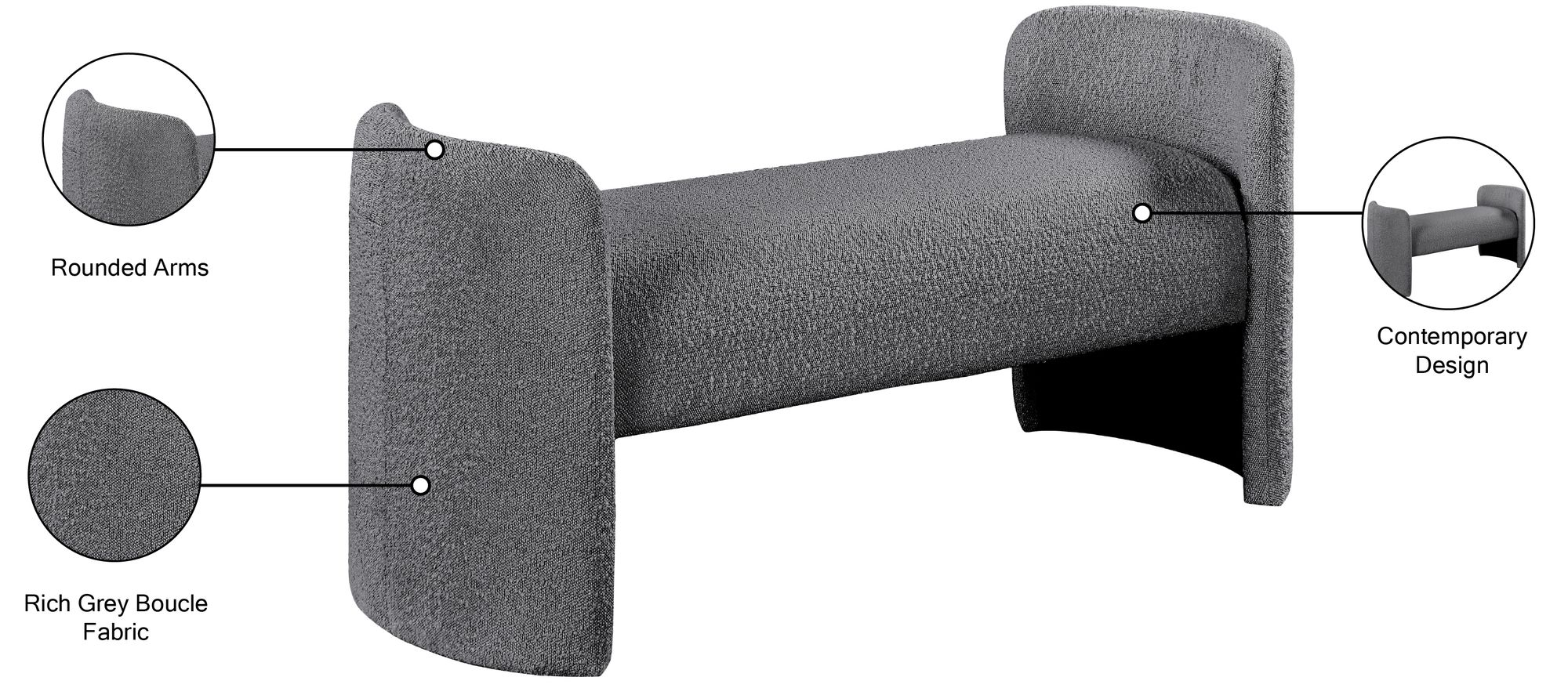 Peyton Boucle Fabric Bench