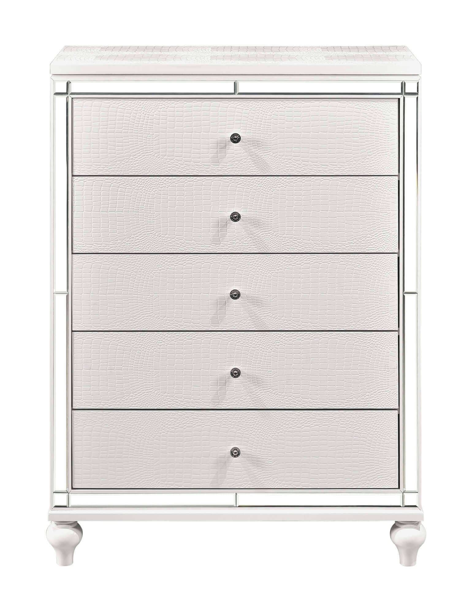 Alonza Faux Alligator/Beveled Mirror Panel Bedroom Set w/ LED Lighting