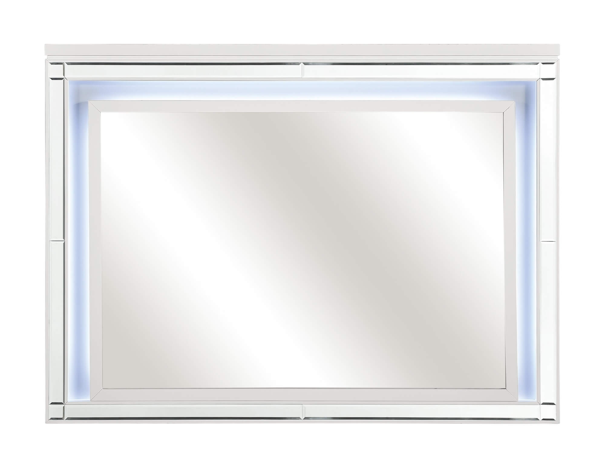 Alonza Faux Alligator/Beveled Mirror Panel Bedroom Set w/ LED Lighting