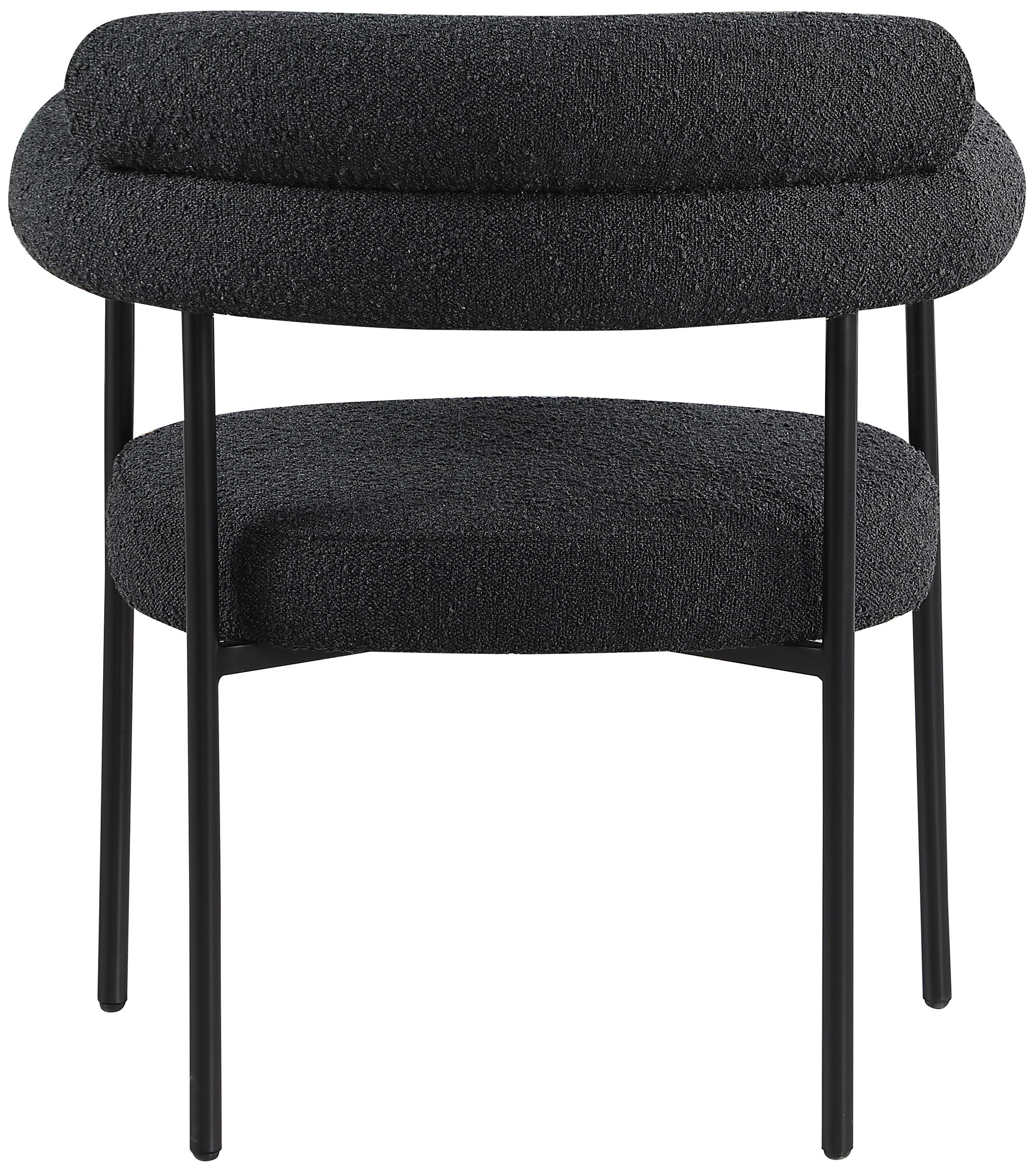 Blake Boucle Fabric Dining Chair with Matte Black Metal Frame